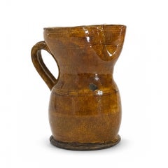 Antique Terracotta Jug, Hand-Thrown, Glazed, Southern Italy, 1880