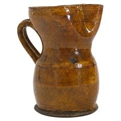 Antique Terracotta Jug, Hand-Thrown, Glazed, Southern Italy, 1880