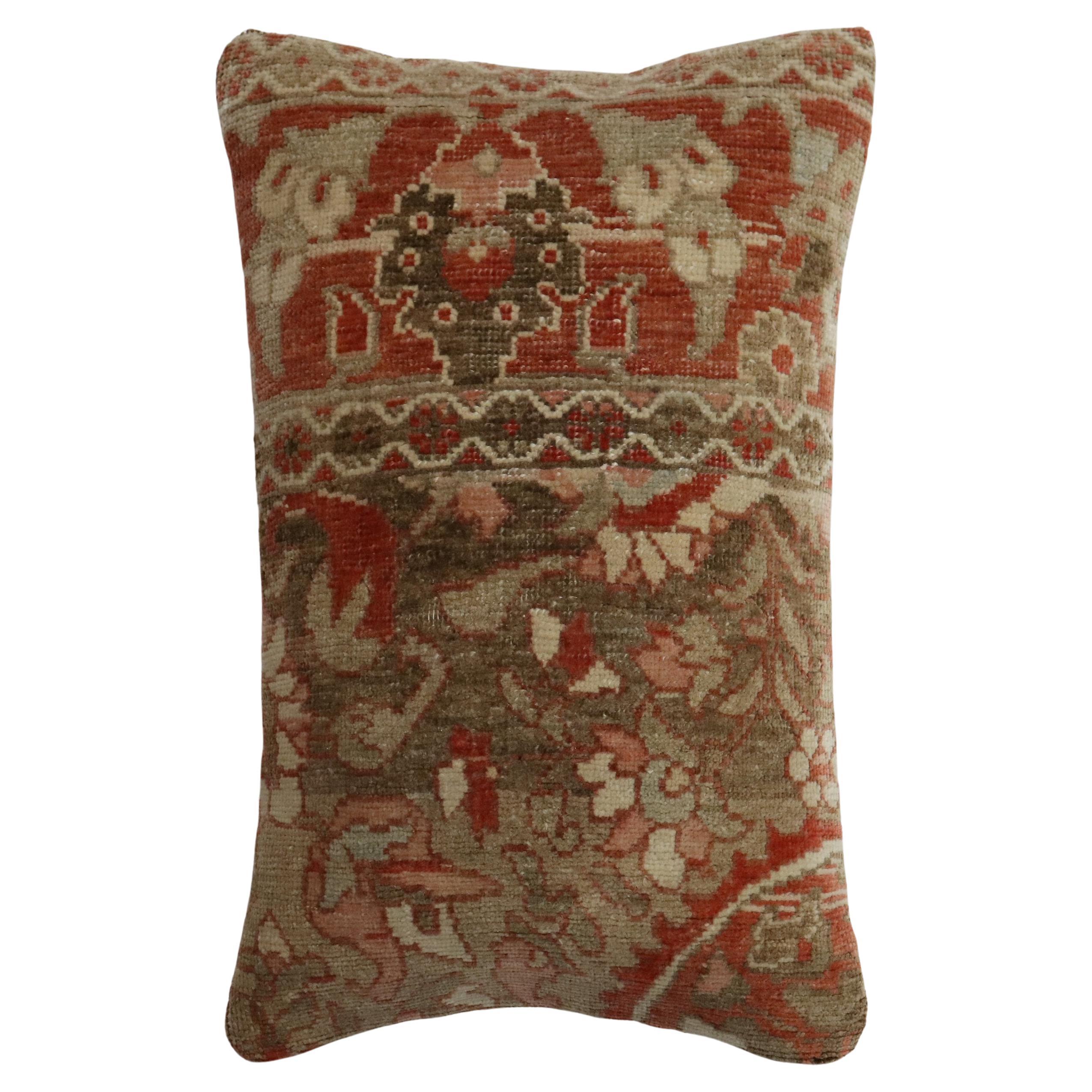 Antique Terracotta Persian Rug Pillow For Sale