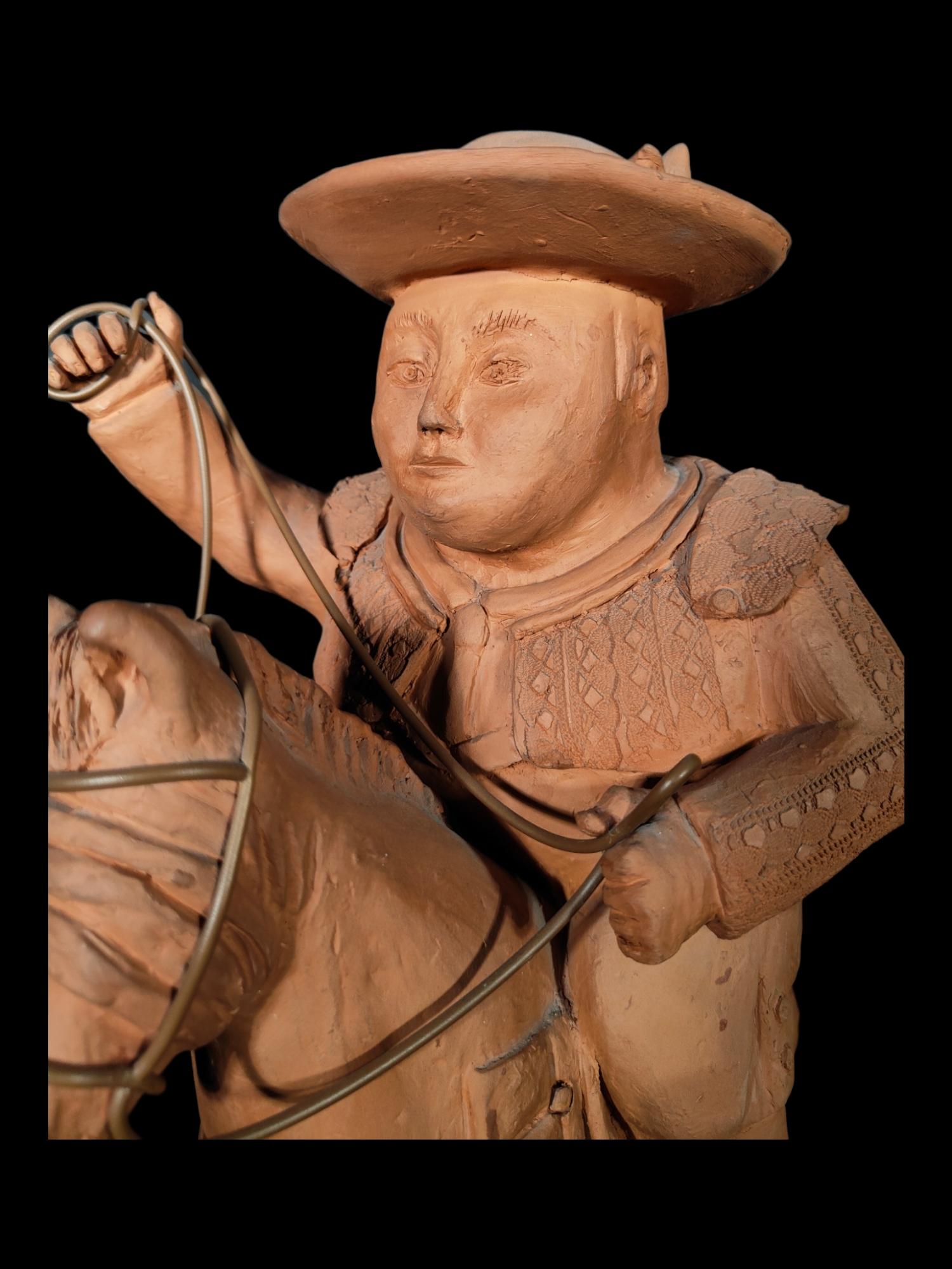 Antique Terracotta Picador in the Taste of Botero For Sale 5
