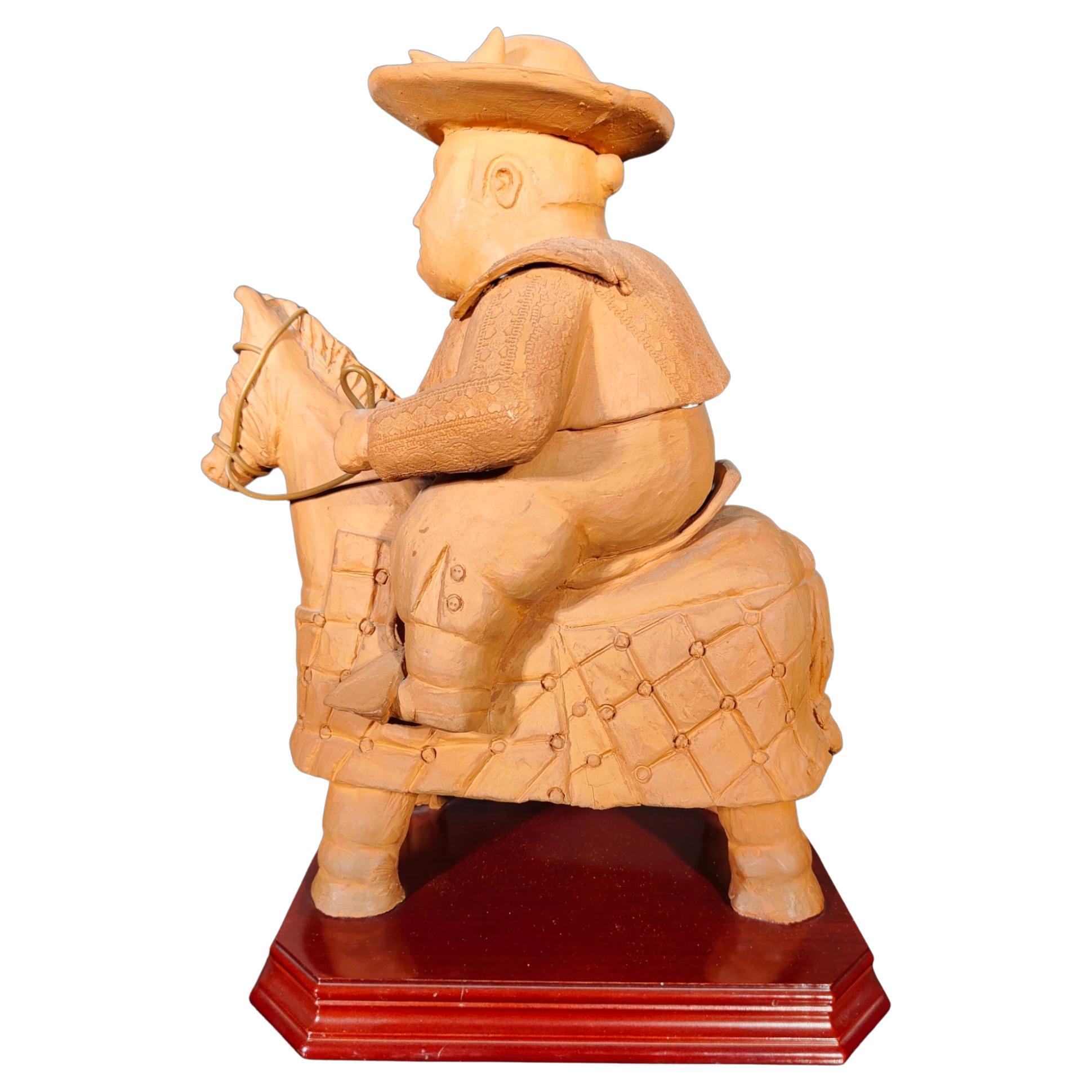 Antique Terracotta Picador in the Taste of Botero For Sale