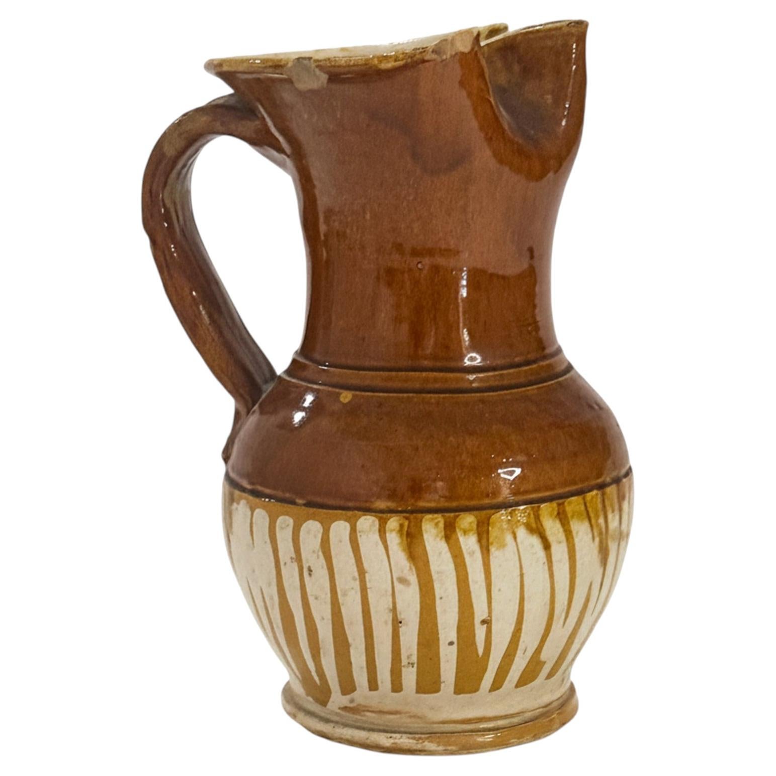 Antique Terracotta Pitcher with Bird-Beak Spout, Southern Italy, 1880