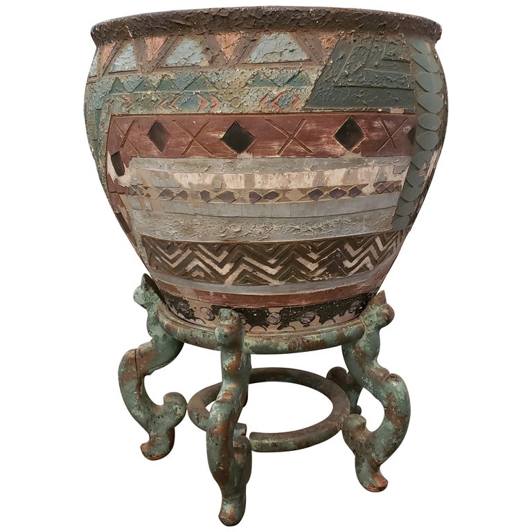 Antique Terracotta Planter on Stand at 1stDibs