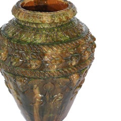 Antique Terracotta Pottery Figural Oil Jar Floor Vase 19th C