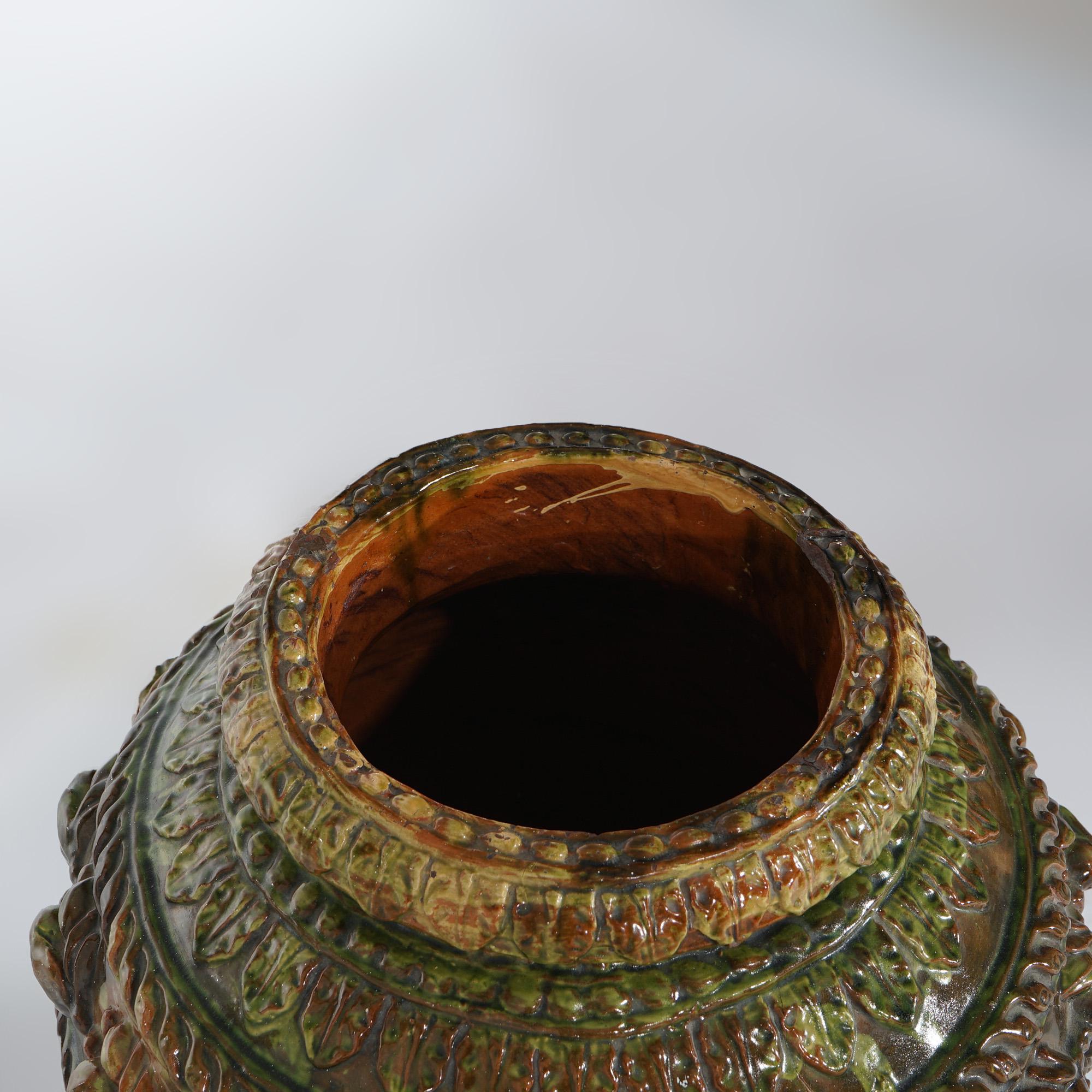 Antique Terracotta Pottery Figural Oil Jar Floor Vase 19th C 2