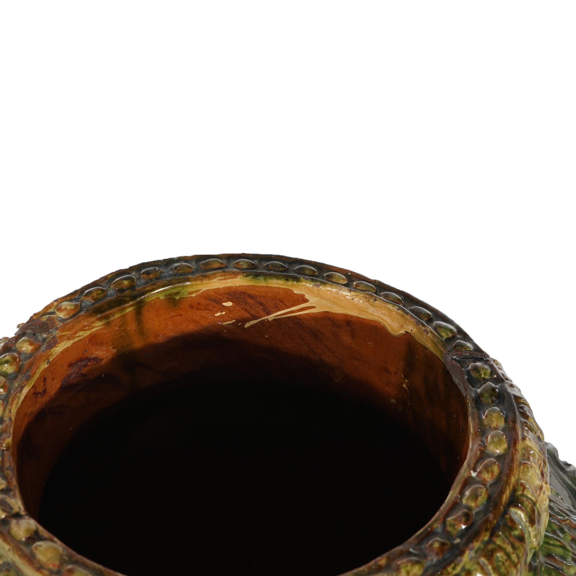 Antique Terracotta Pottery Figural Oil Jar Floor Vase 19th C 3