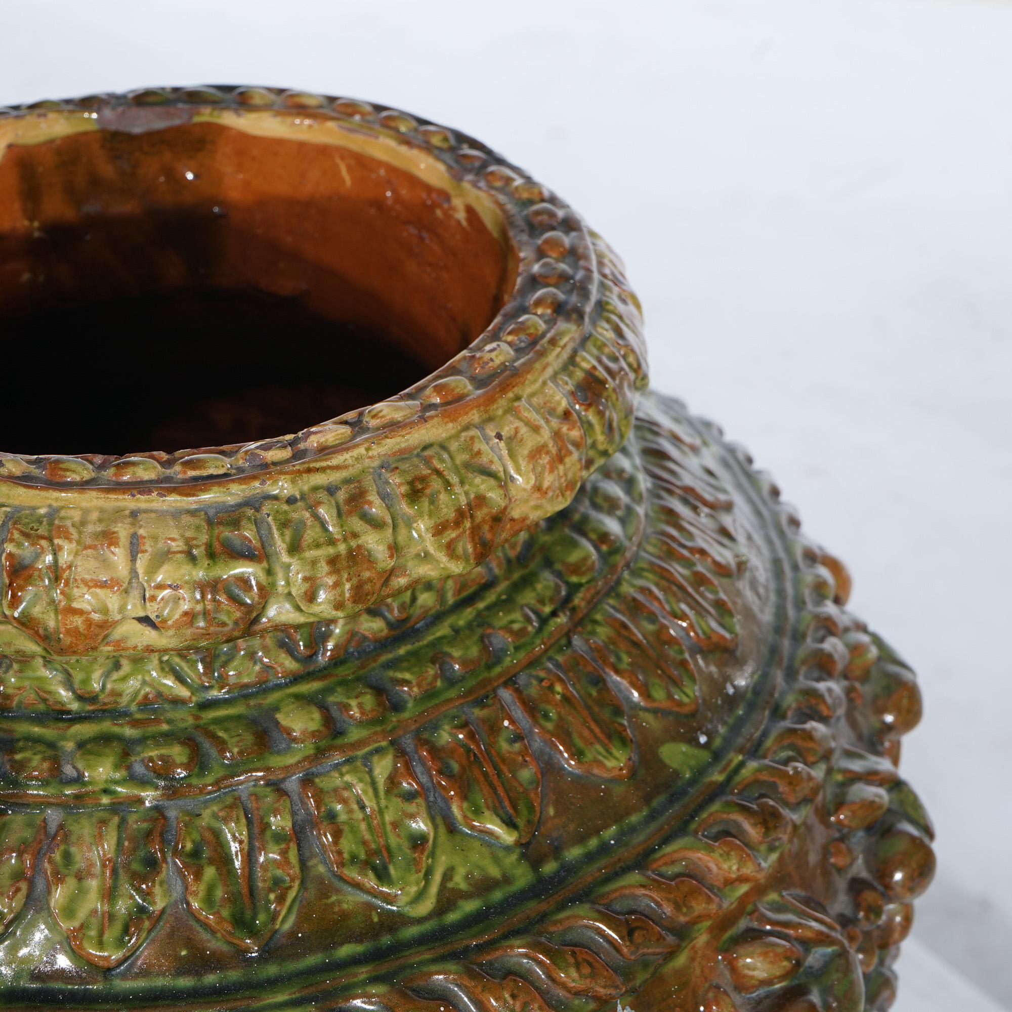 Antique Terracotta Pottery Figural Oil Jar Floor Vase 19th C 4