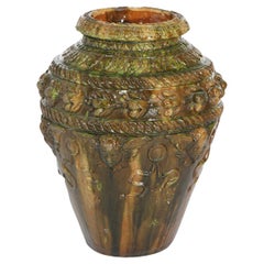 Antique Terracotta Pottery Figural Oil Jar Floor Vase 19th C