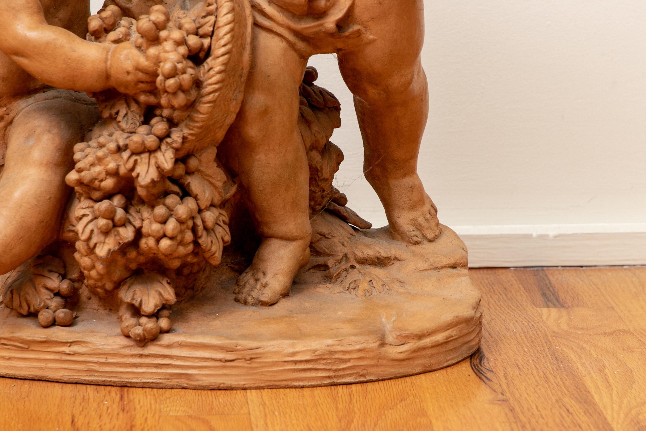 Antique Terracotta Putti Group in the Manner of Clodion In Good Condition In Bridgeport, CT