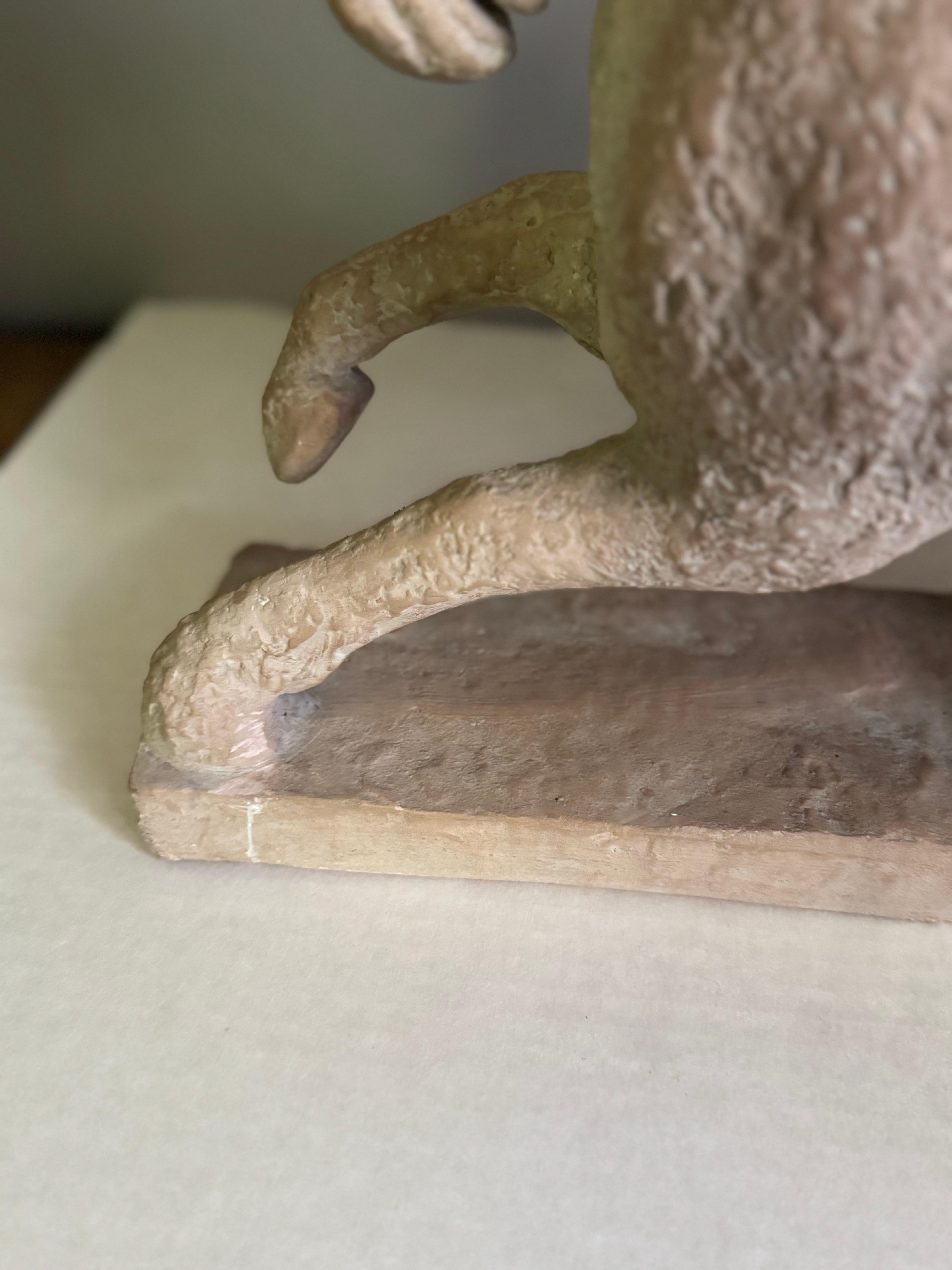 Antiguo  Escultura de caballo artesanal de terracota y arenisca Alabastro en venta