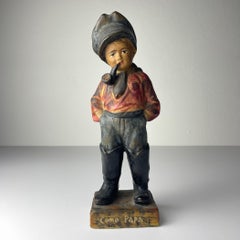 Antique terracotta sculpture Boy "Como Papá", Spain, 1900-1930s