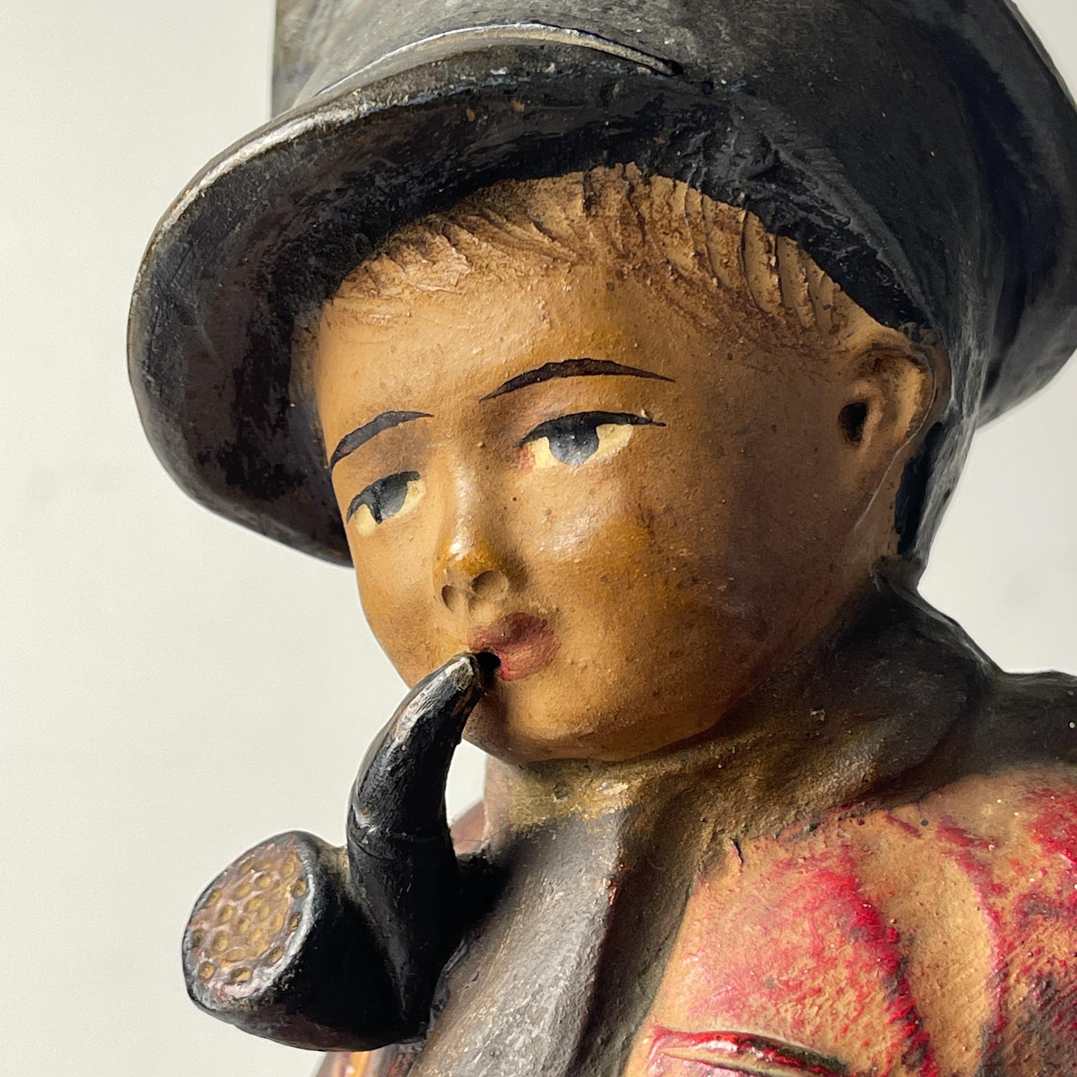 Folk Art Antique terracotta sculpture Boy 