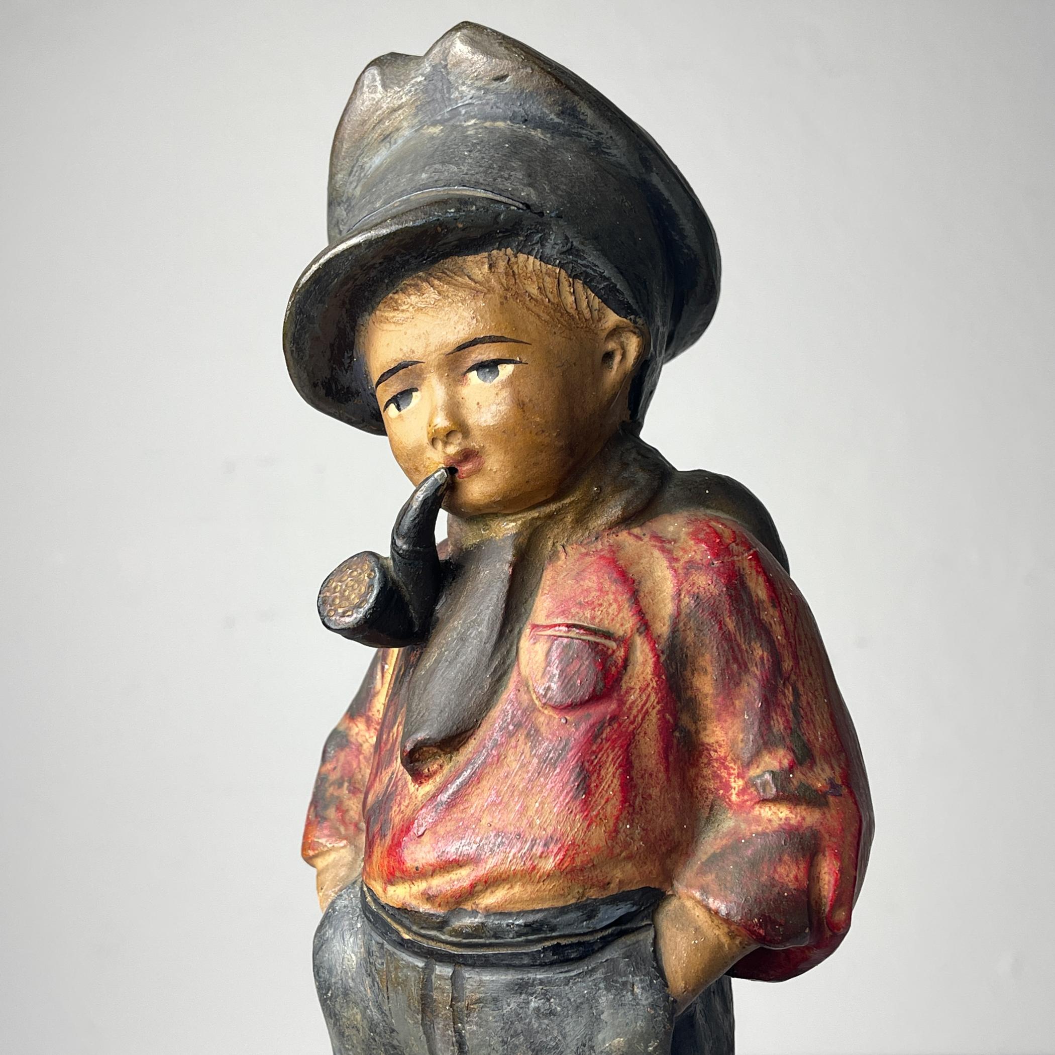 Antique terracotta sculpture Boy 