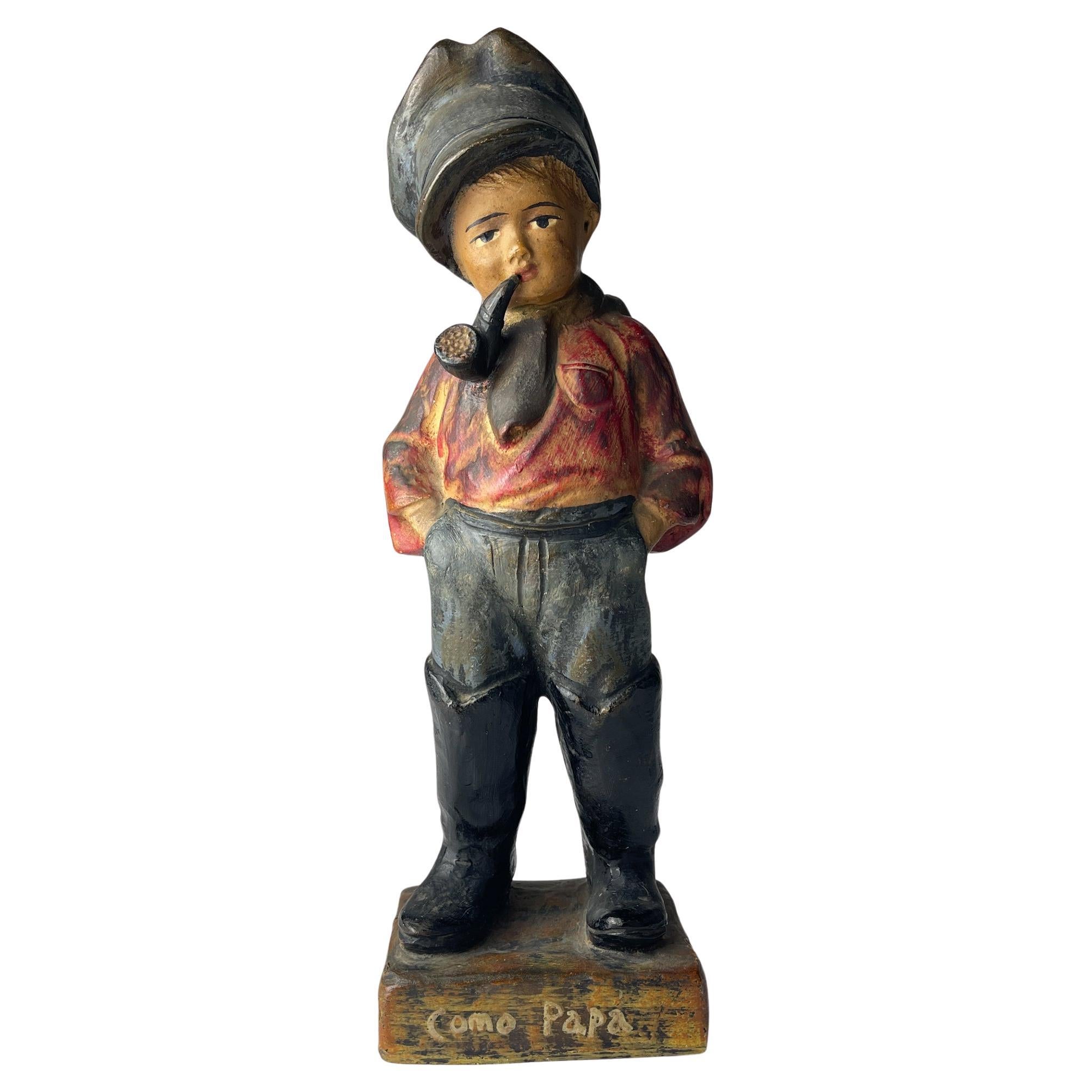 Antique terracotta sculpture Boy "Como Papá", Spain, 1900-1930s For Sale