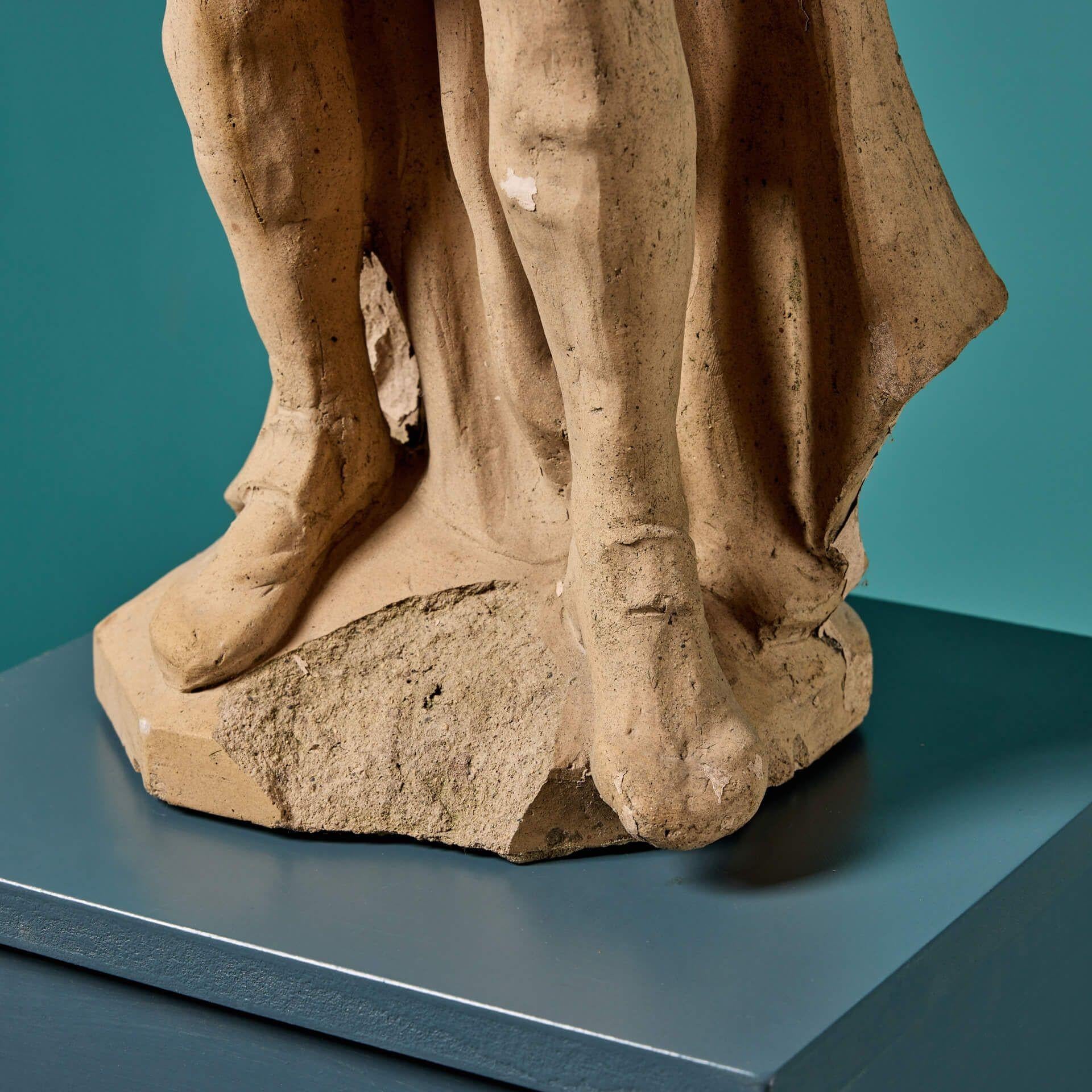 English Antique Terracotta Statue of a Renaissance Figure For Sale
