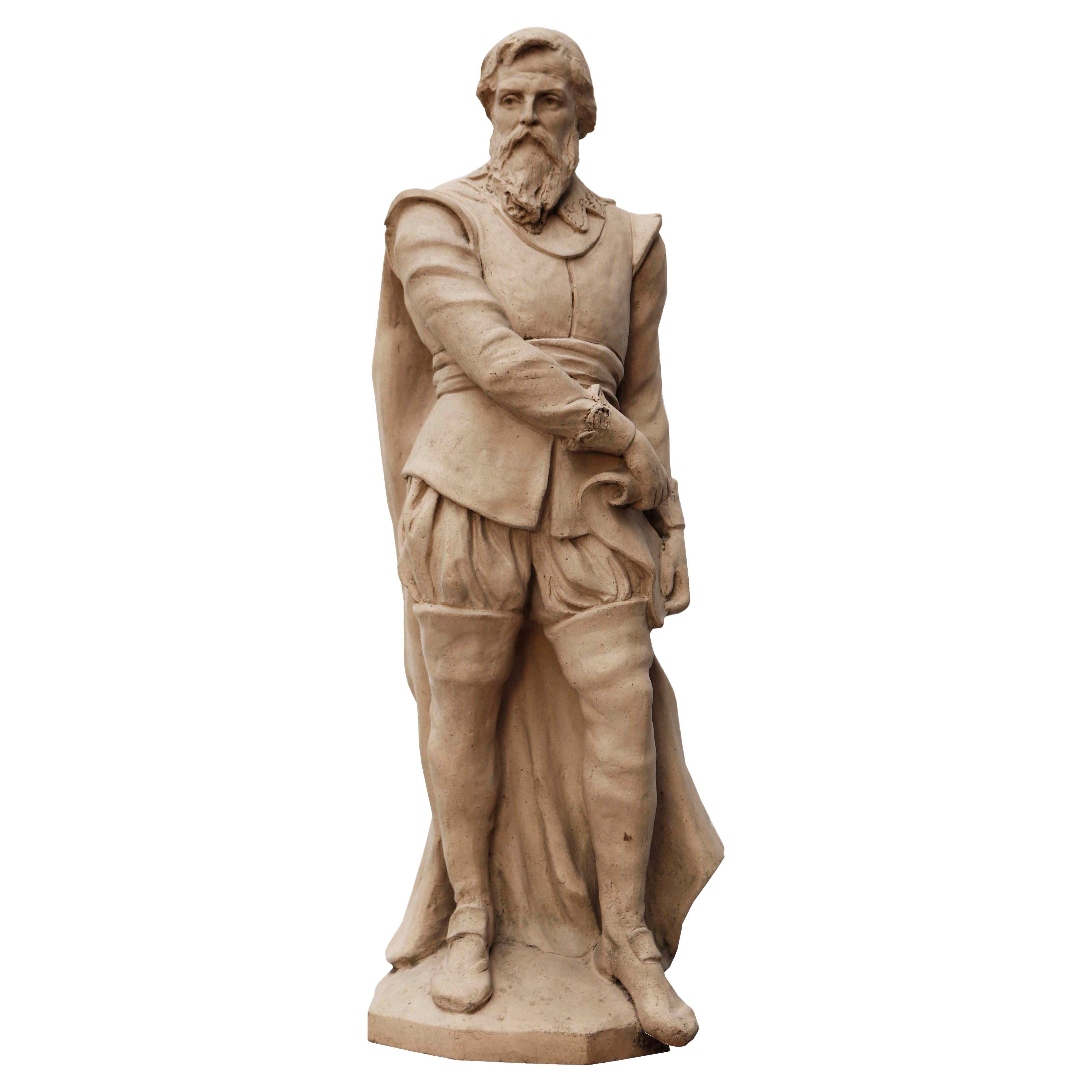 Antique Terracotta Statue of a Renaissance Woman For Sale at 1stDibs