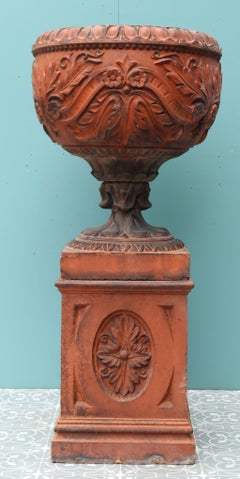Antique Terracotta Urn on Plinth