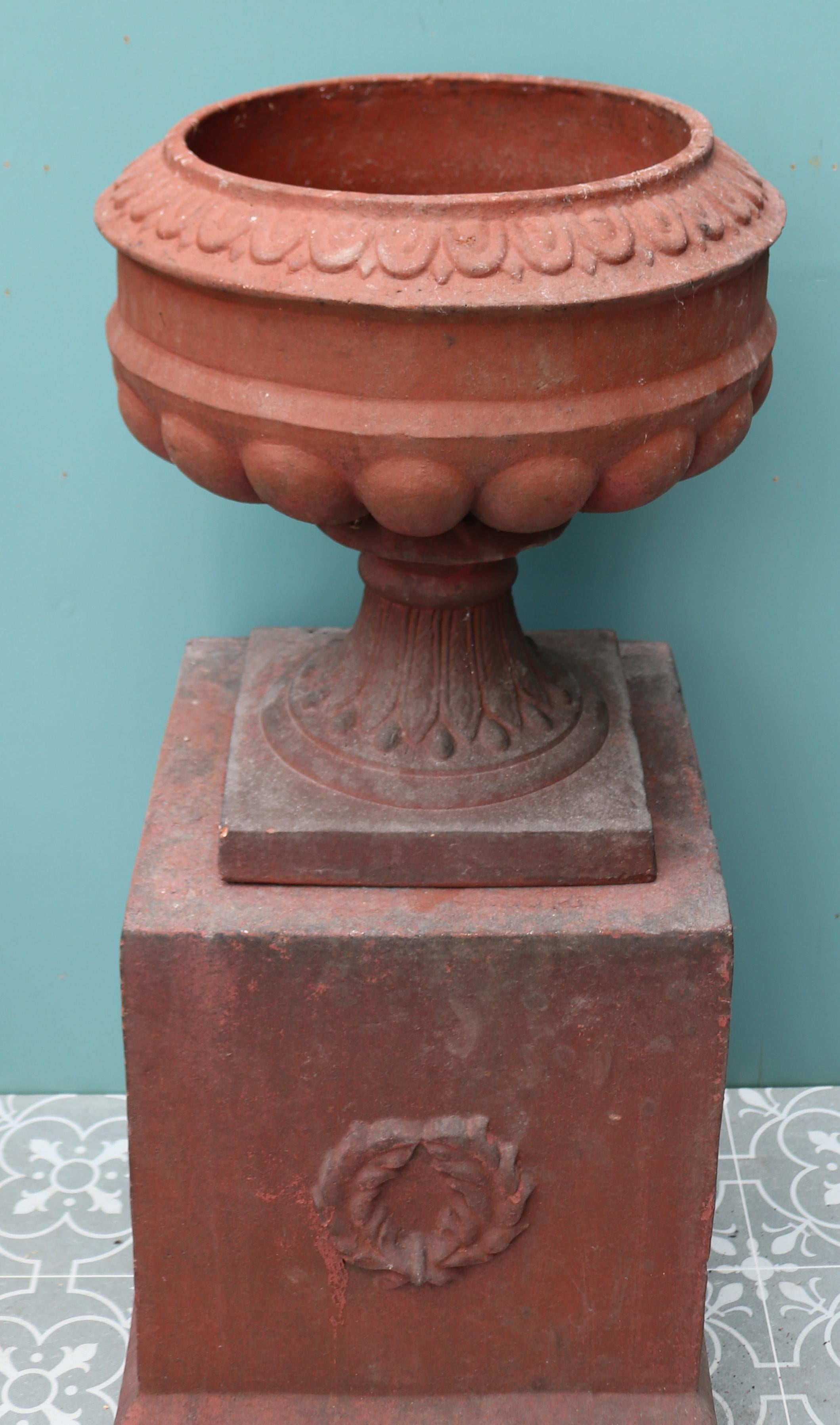 Antique Terracotta Urns with Pedestals For Sale 2