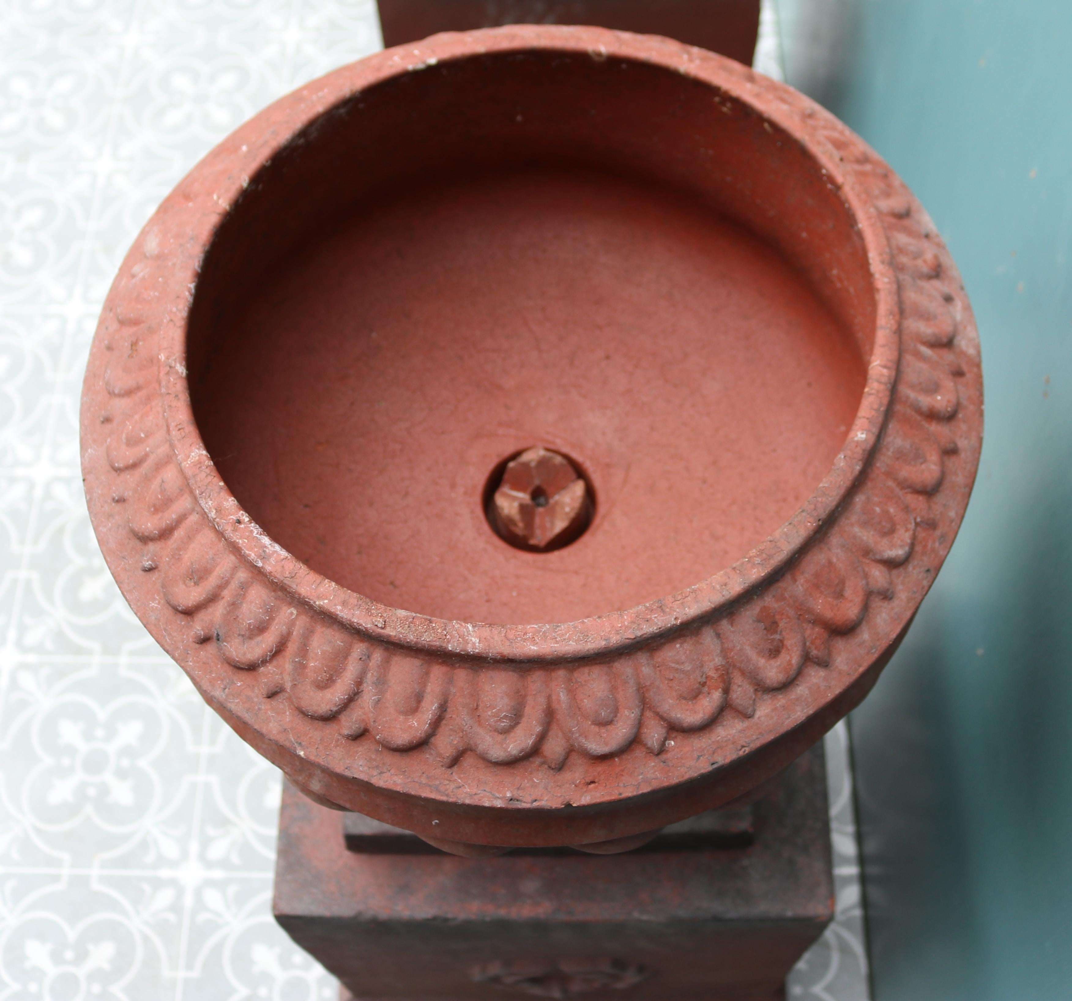 Antique Terracotta Urns with Pedestals For Sale 3