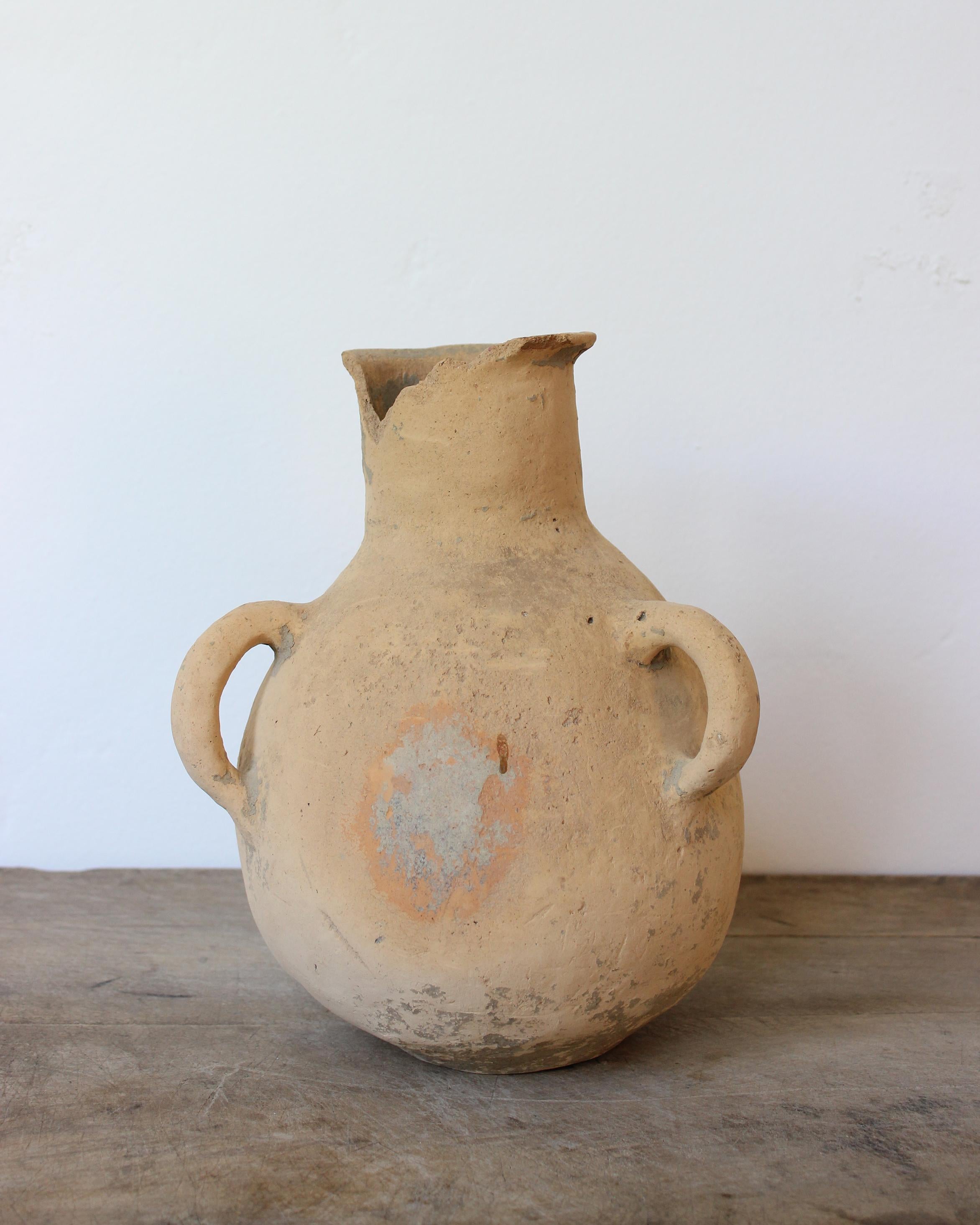 Spanish Antique Terracotta Vessel, 19th Century, with Patina, Wabi Sabi, Primitive Pot For Sale