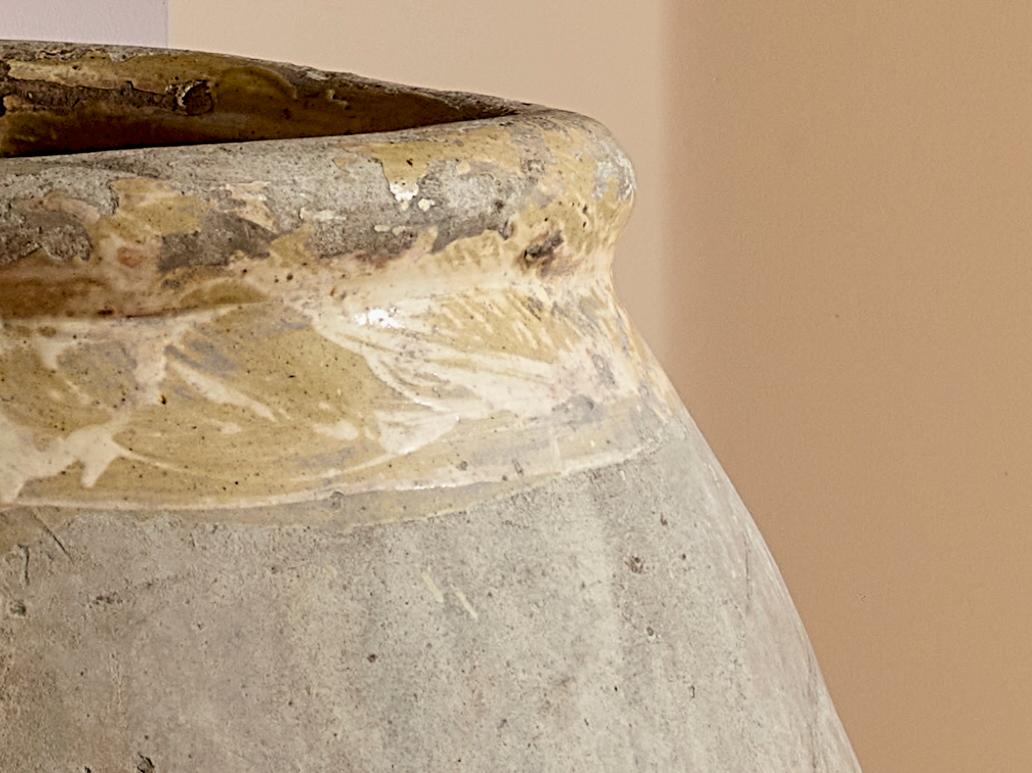 Italian Antique terracotta with yellow glaze Ligurian olive jar, Italy, mid-19th century For Sale