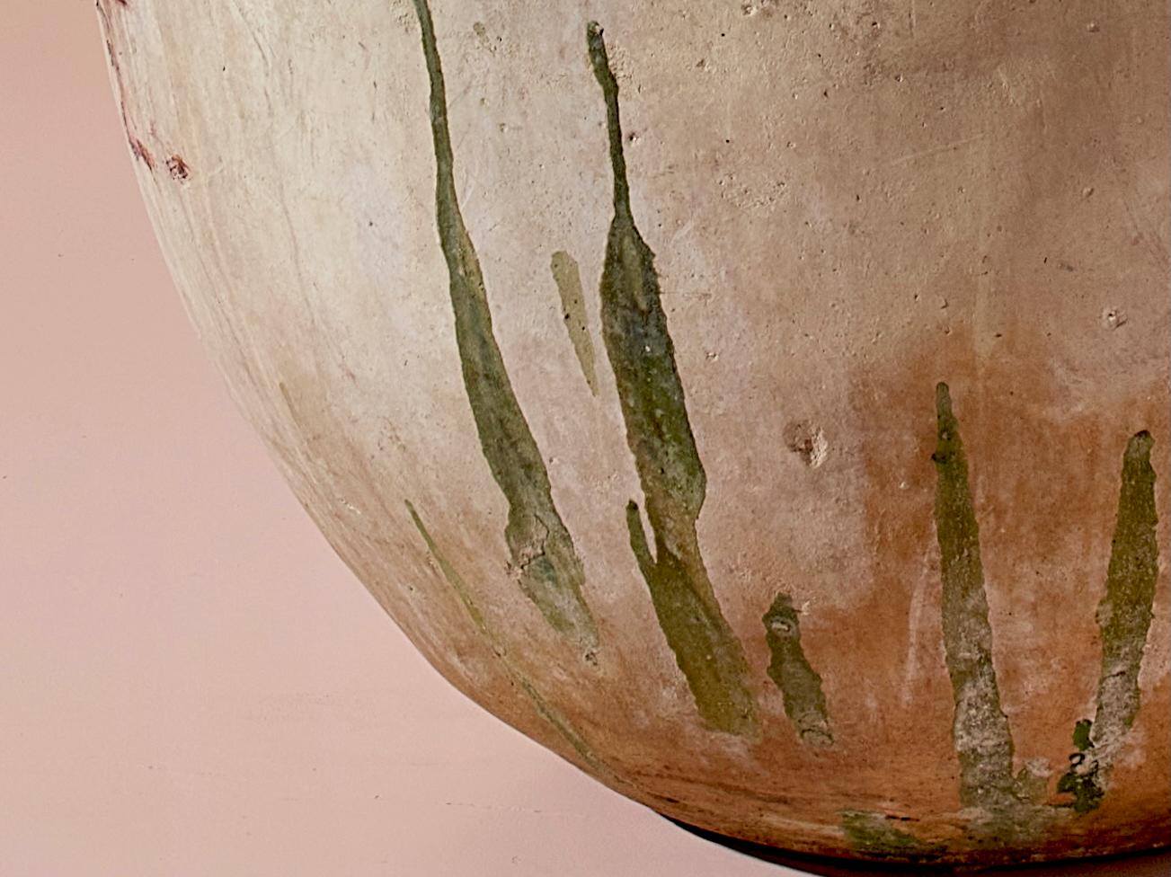 19th Century Antique terracotta with yellow glaze Ligurian olive jar, Italy, mid-19th century For Sale