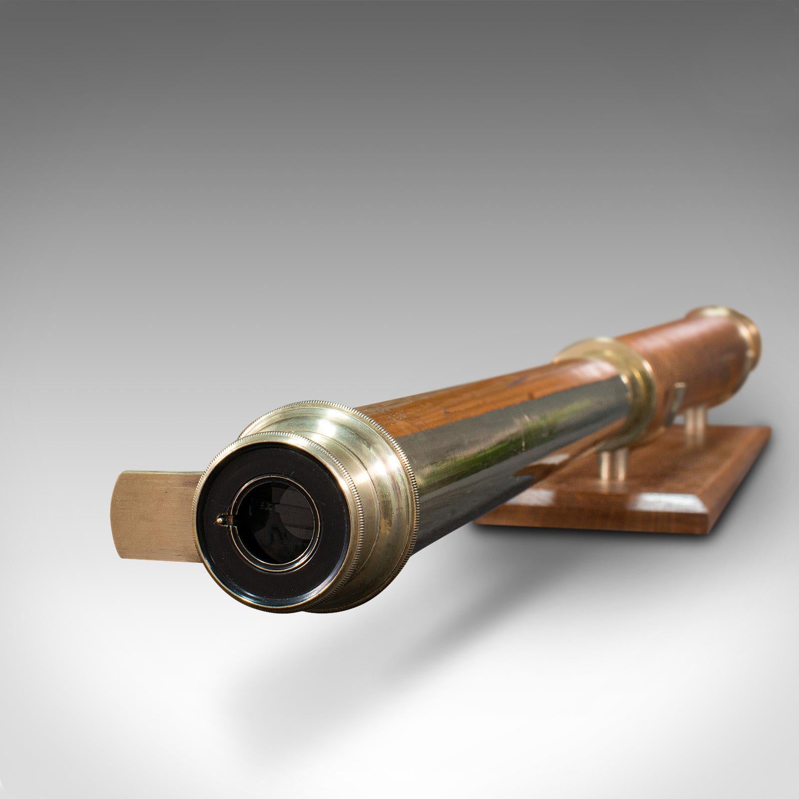 Glass Antique Terrestrial Telescope, English, Single Draw Refractor, NSL, Victorian For Sale