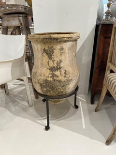 Antique Terrracotta Olive Jar on Stand