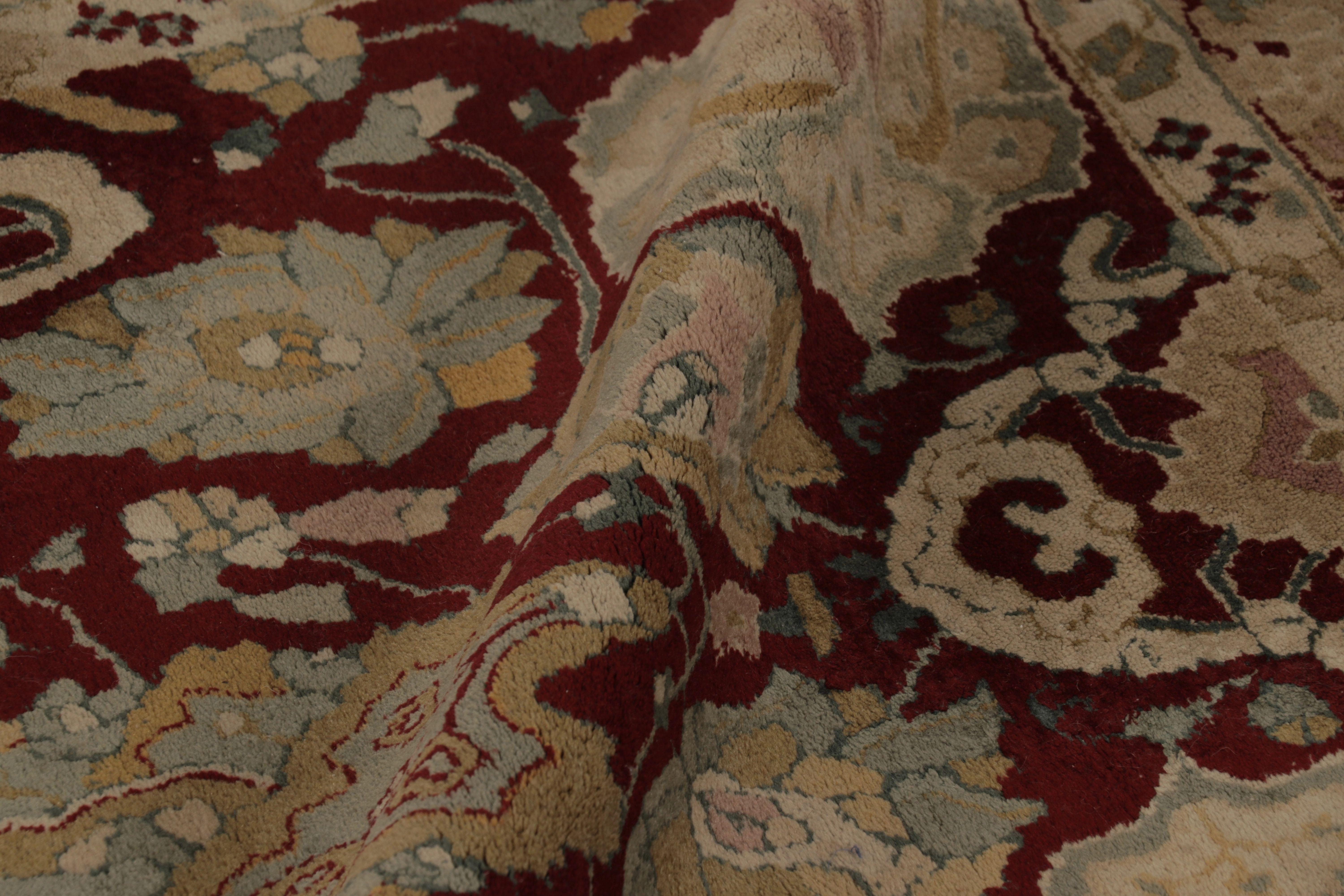 Lana Tappeto antico con ganci in Tetex, campo cremisi con motivi floreali - Rug & Kilim in vendita