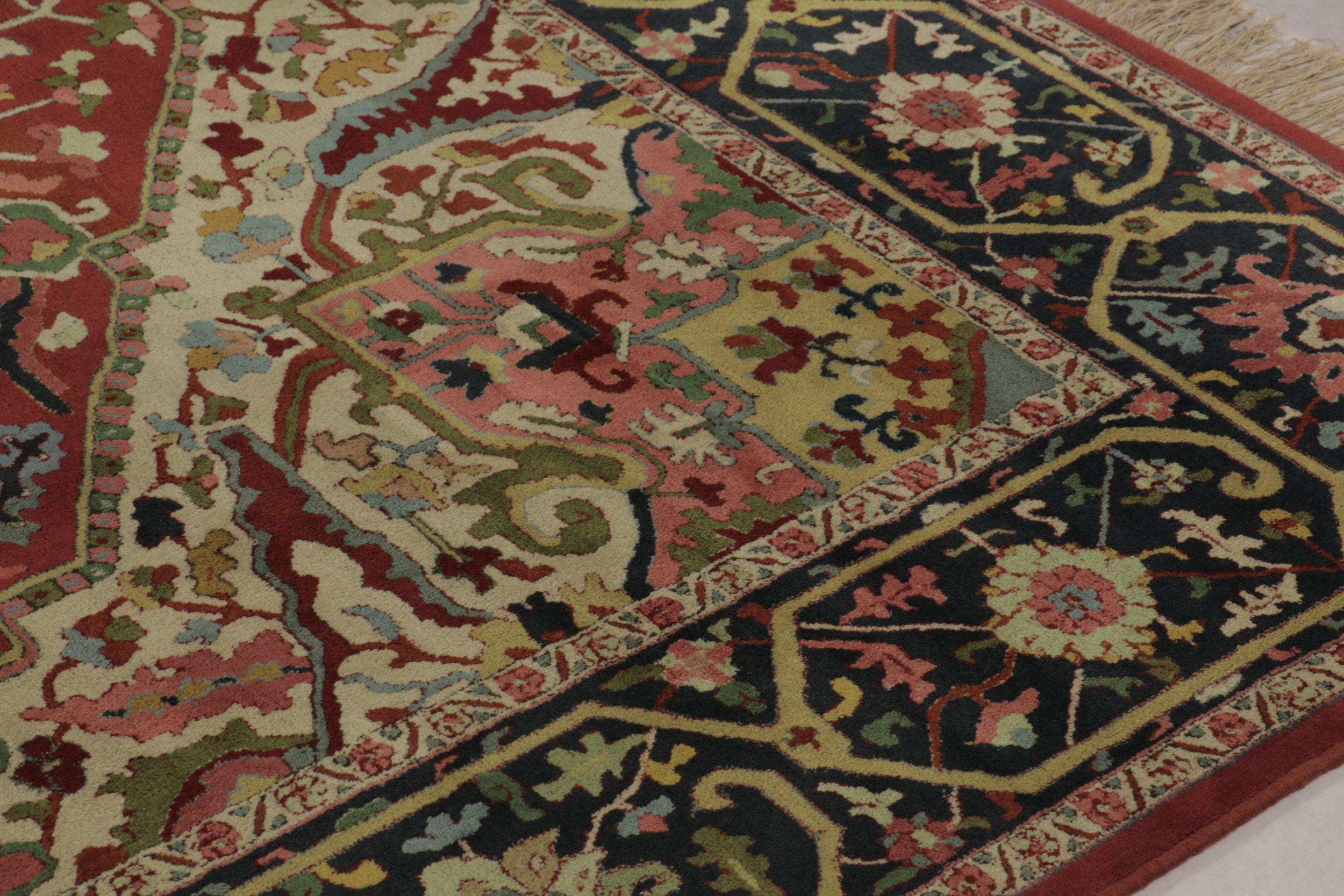 Realizzato a mano in lana e proveniente dalla Germania intorno al 1920-1930, questo tappeto antico con ganci 10x13 è un reperto eccezionale della celebre linea Tetex, che mette in evidenza l'interpretazione delle tradizioni dei tappeti persiani