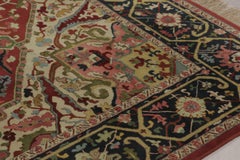 Antique Tetex Hooked Rug, Red with Colorful Floral Medallion - Rug & Kilim