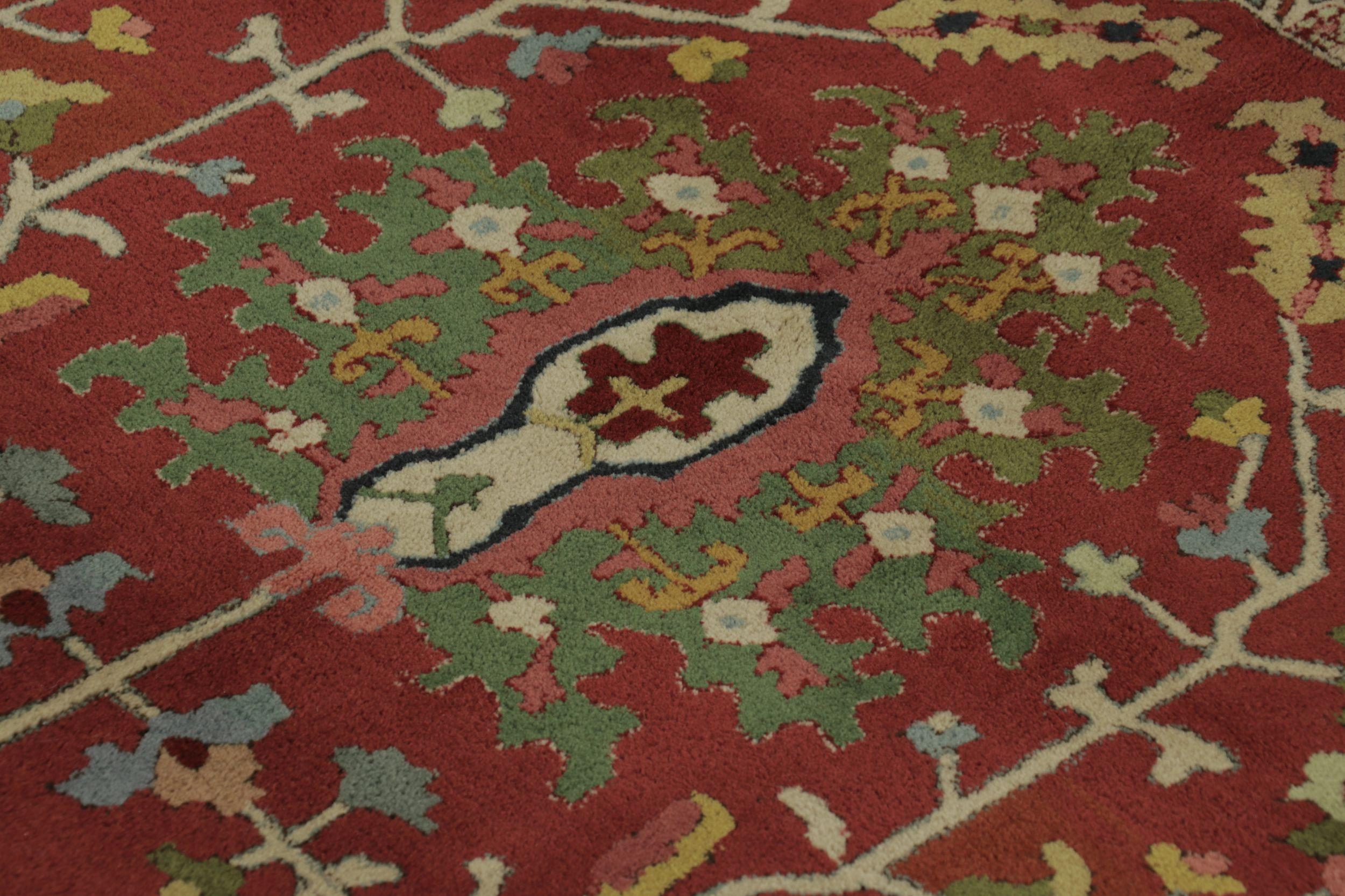 Inizio XX secolo Tappeto antico con ganci Tetex, rosso con medaglione floreale colorato - Rug & Kilim in vendita