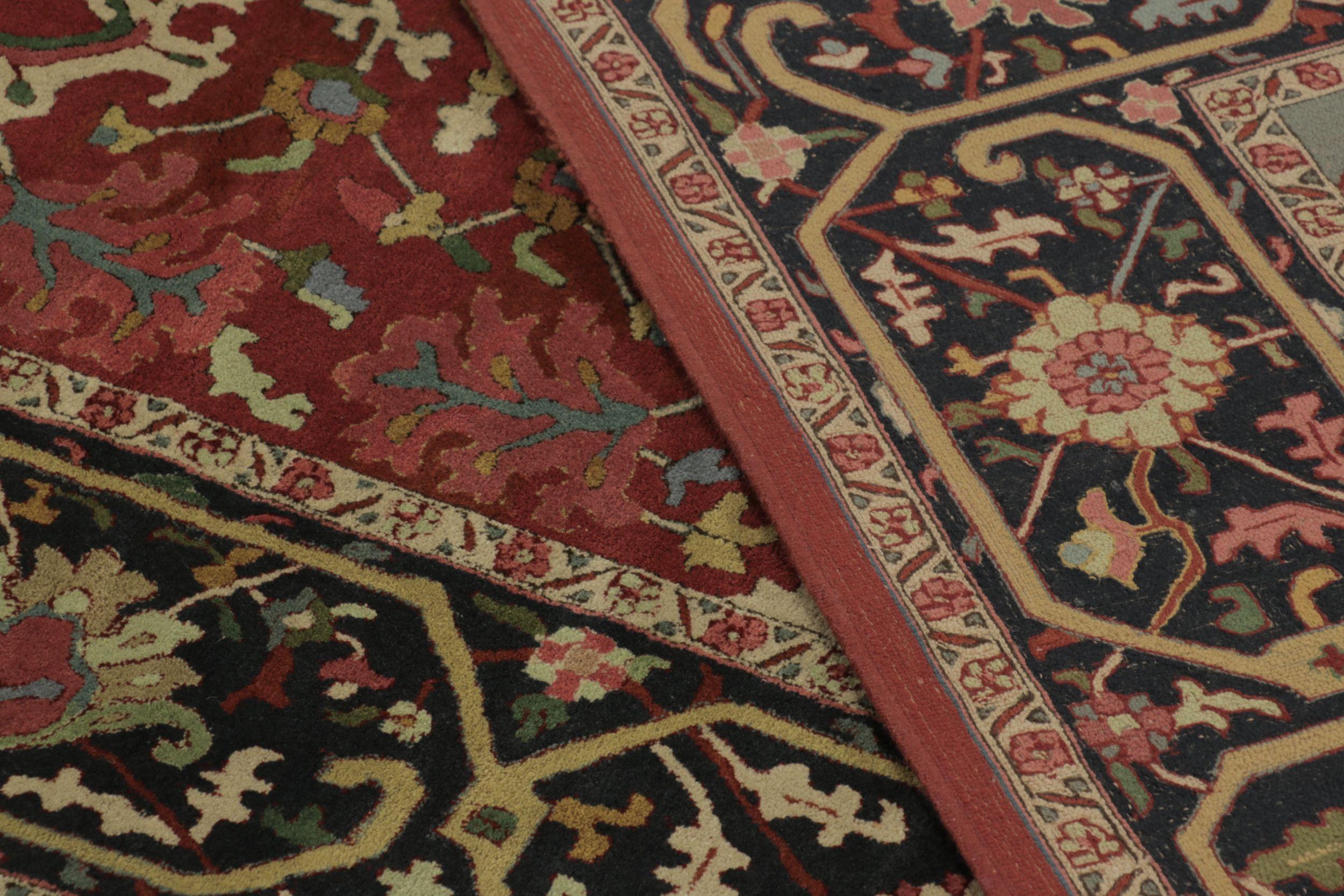 Tappeto antico con ganci Tetex, rosso con medaglione floreale colorato - Rug & Kilim in vendita 1