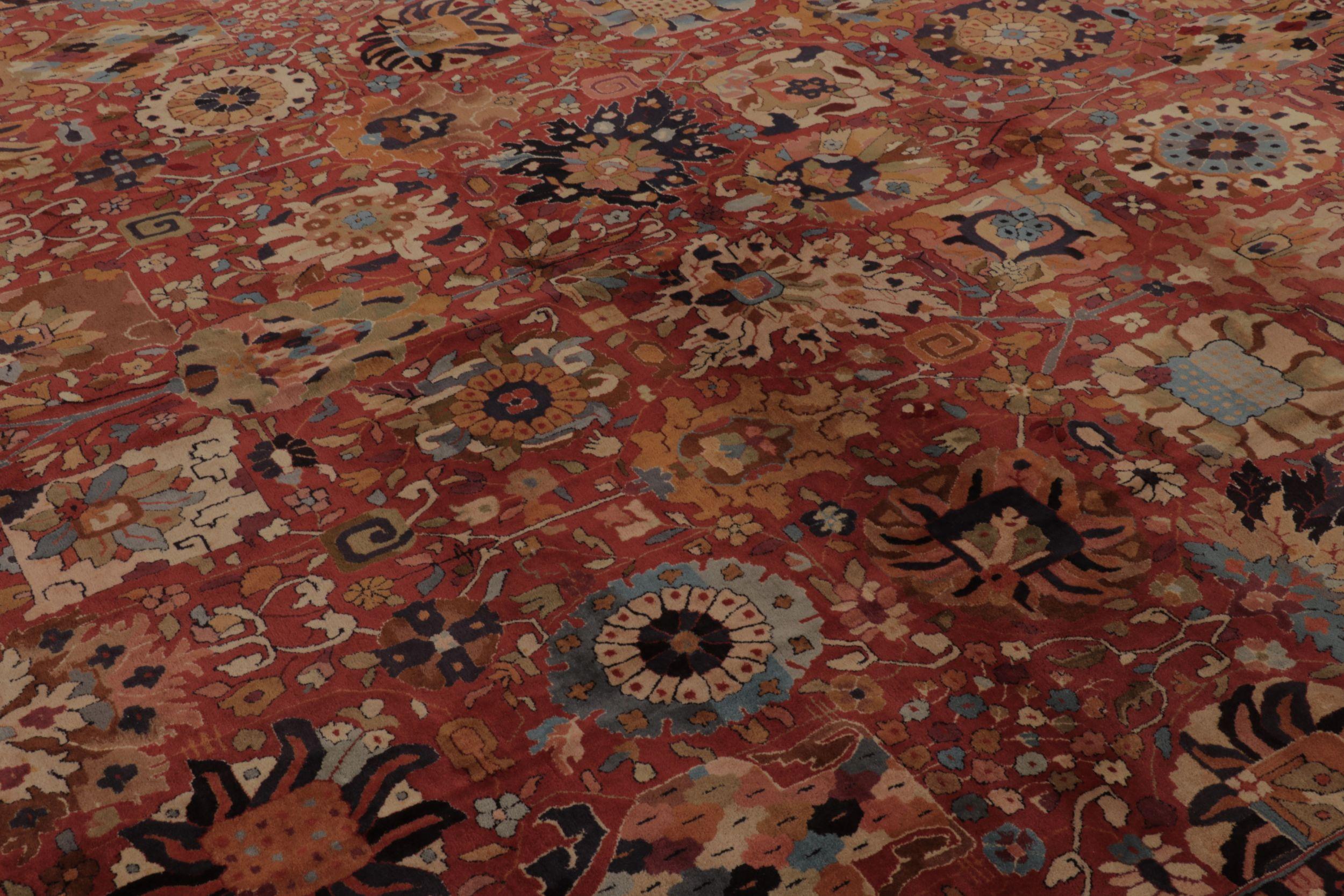 Tedesco Tappeto antico con ganci Tetex, rosso con motivi floreali colorati - Rug & Kilim in vendita
