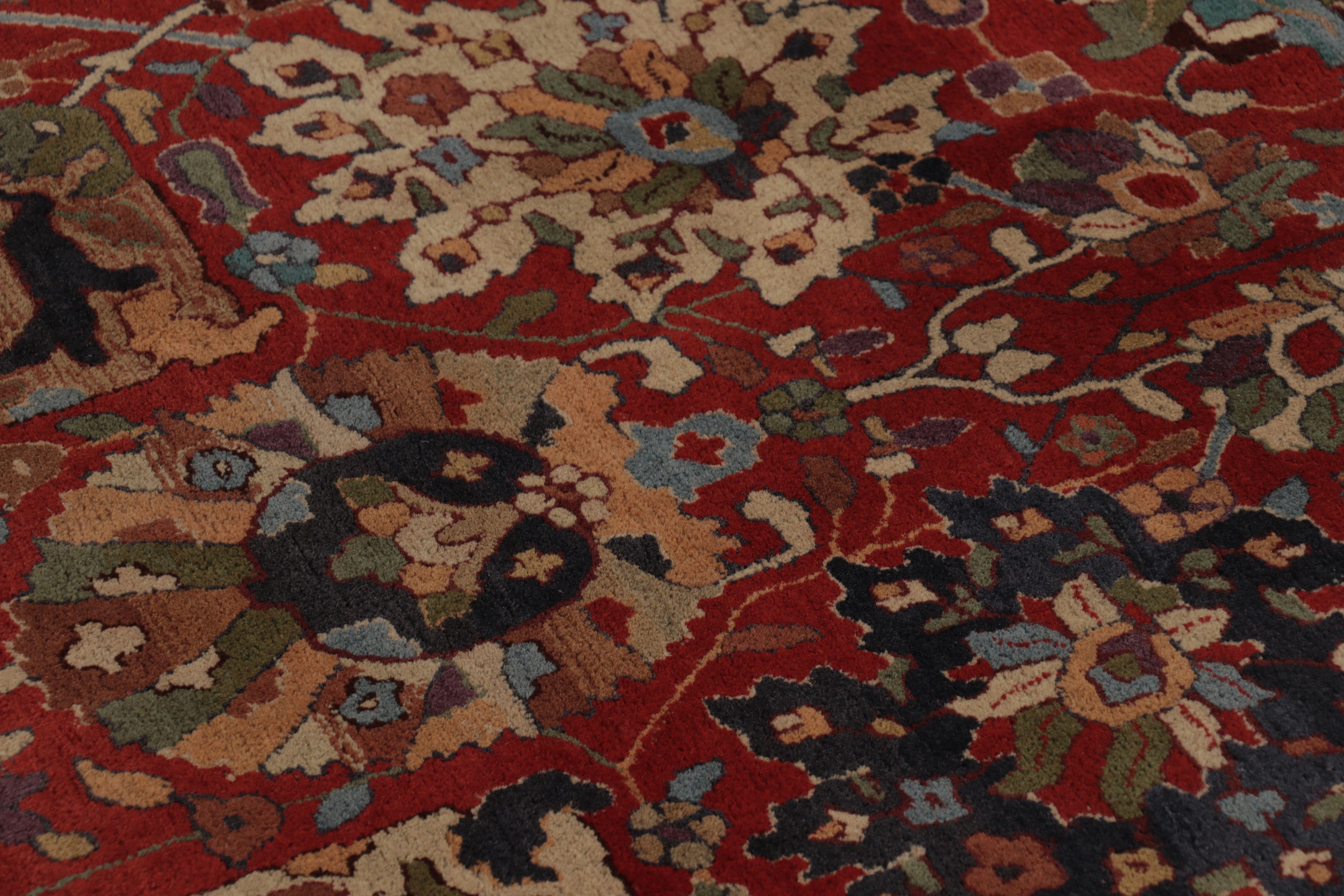 Tedesco Tappeto antico con ganci Tetex, rosso con motivi floreali colorati - Rug & Kilim in vendita