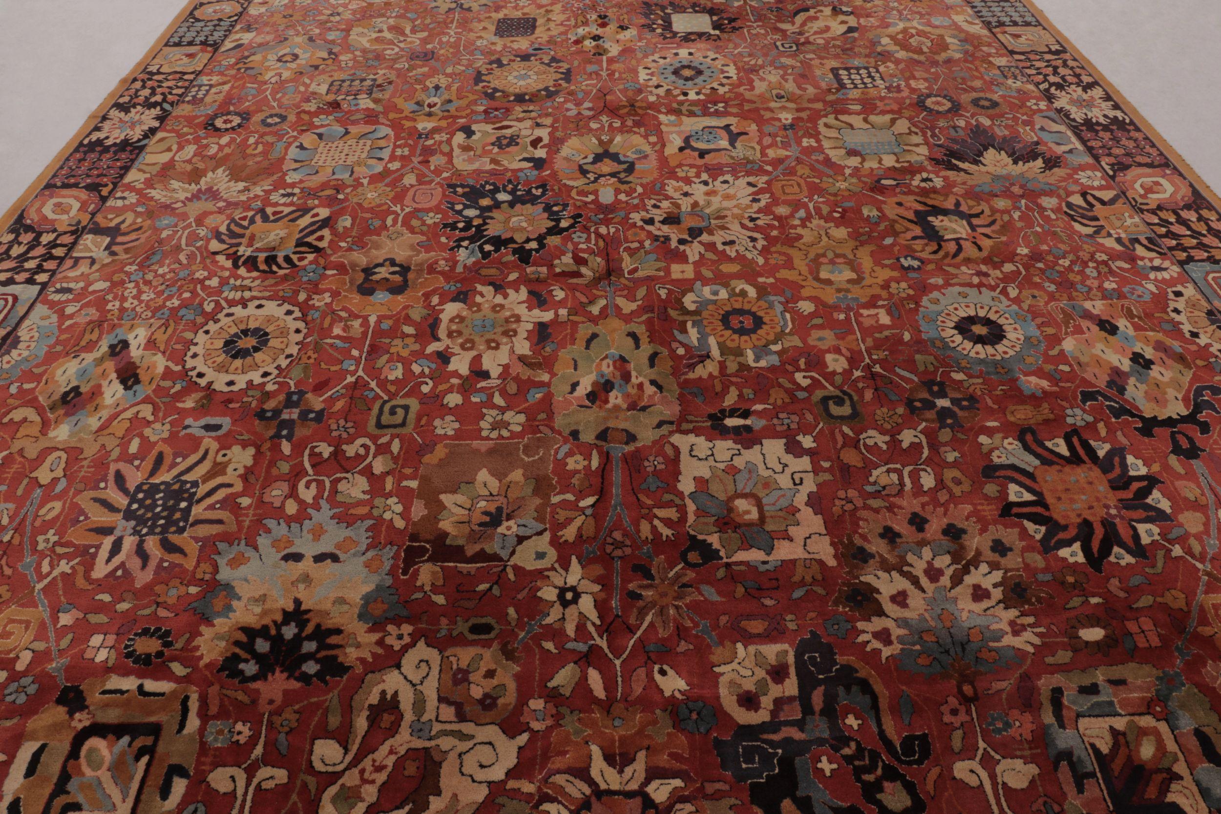 Inizio XX secolo Tappeto antico con ganci Tetex, rosso con motivi floreali colorati - Rug & Kilim in vendita