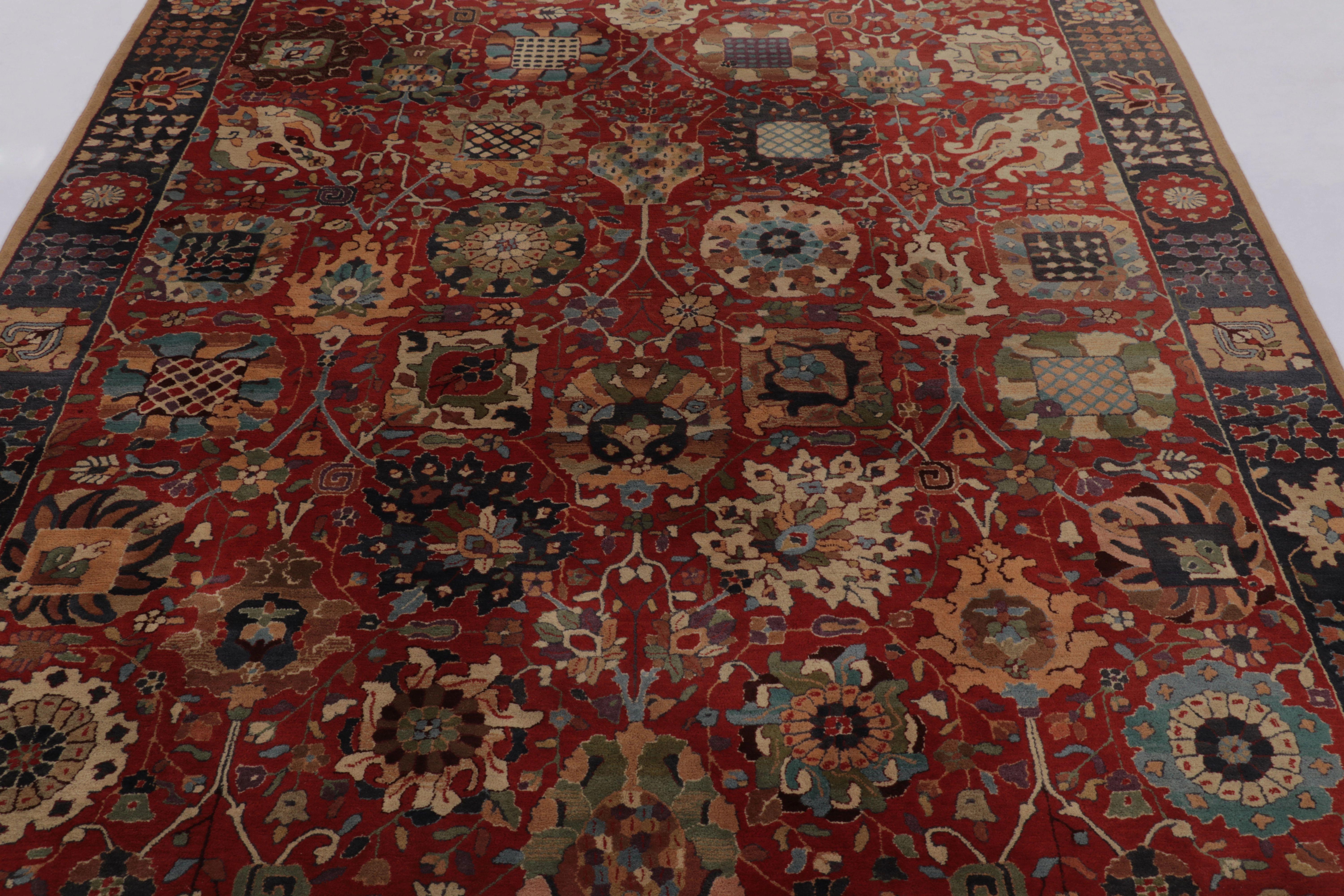 Inizio XX secolo Tappeto antico con ganci Tetex, rosso con motivi floreali colorati - Rug & Kilim in vendita