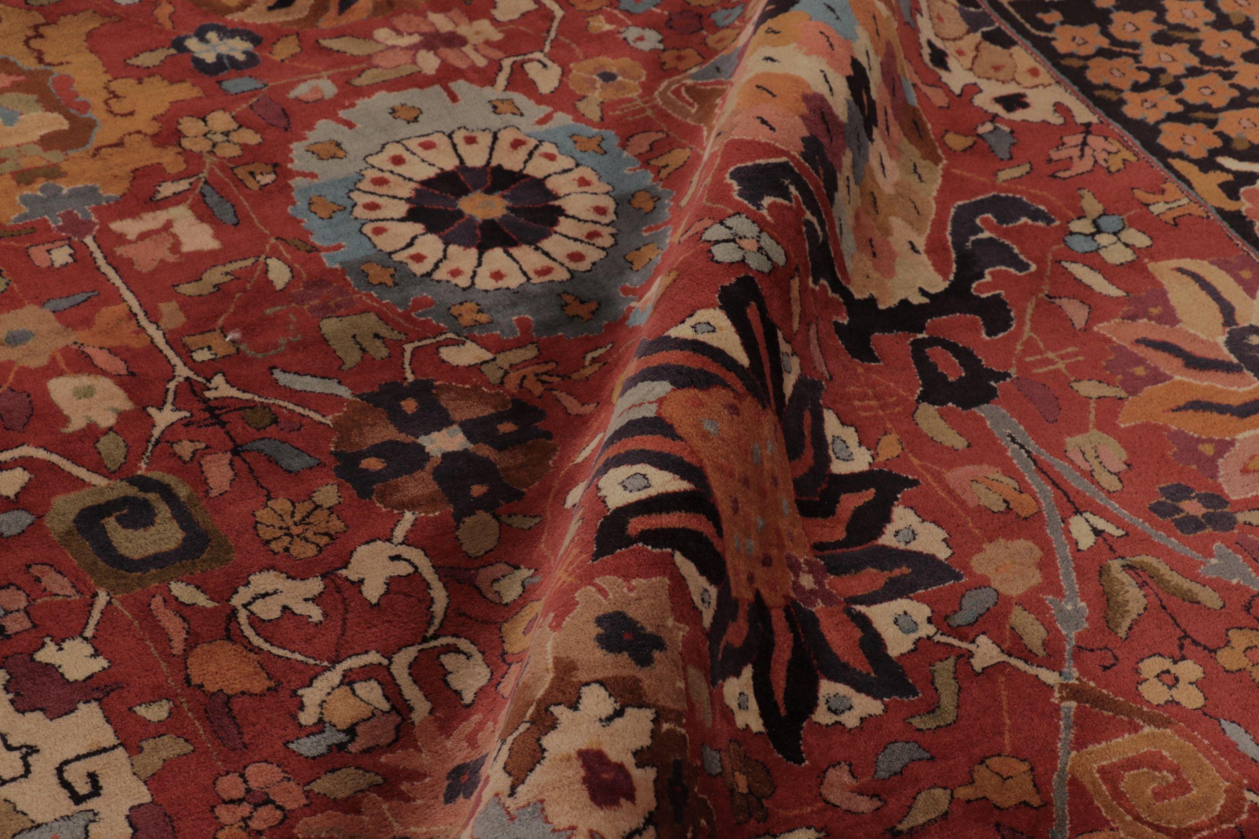Lana Tappeto antico con ganci Tetex, rosso con motivi floreali colorati - Rug & Kilim in vendita