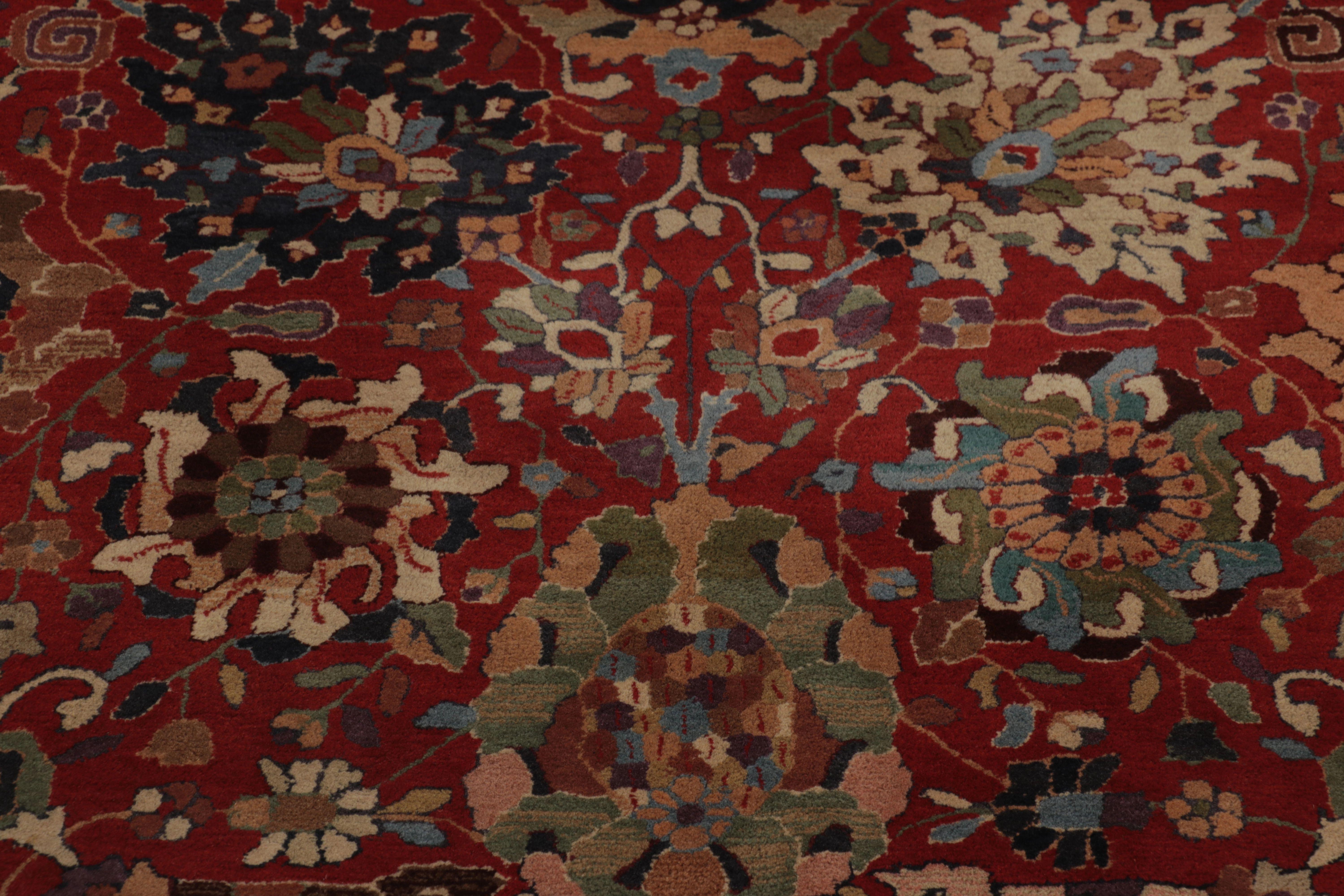 Lana Tappeto antico con ganci Tetex, rosso con motivi floreali colorati - Rug & Kilim in vendita