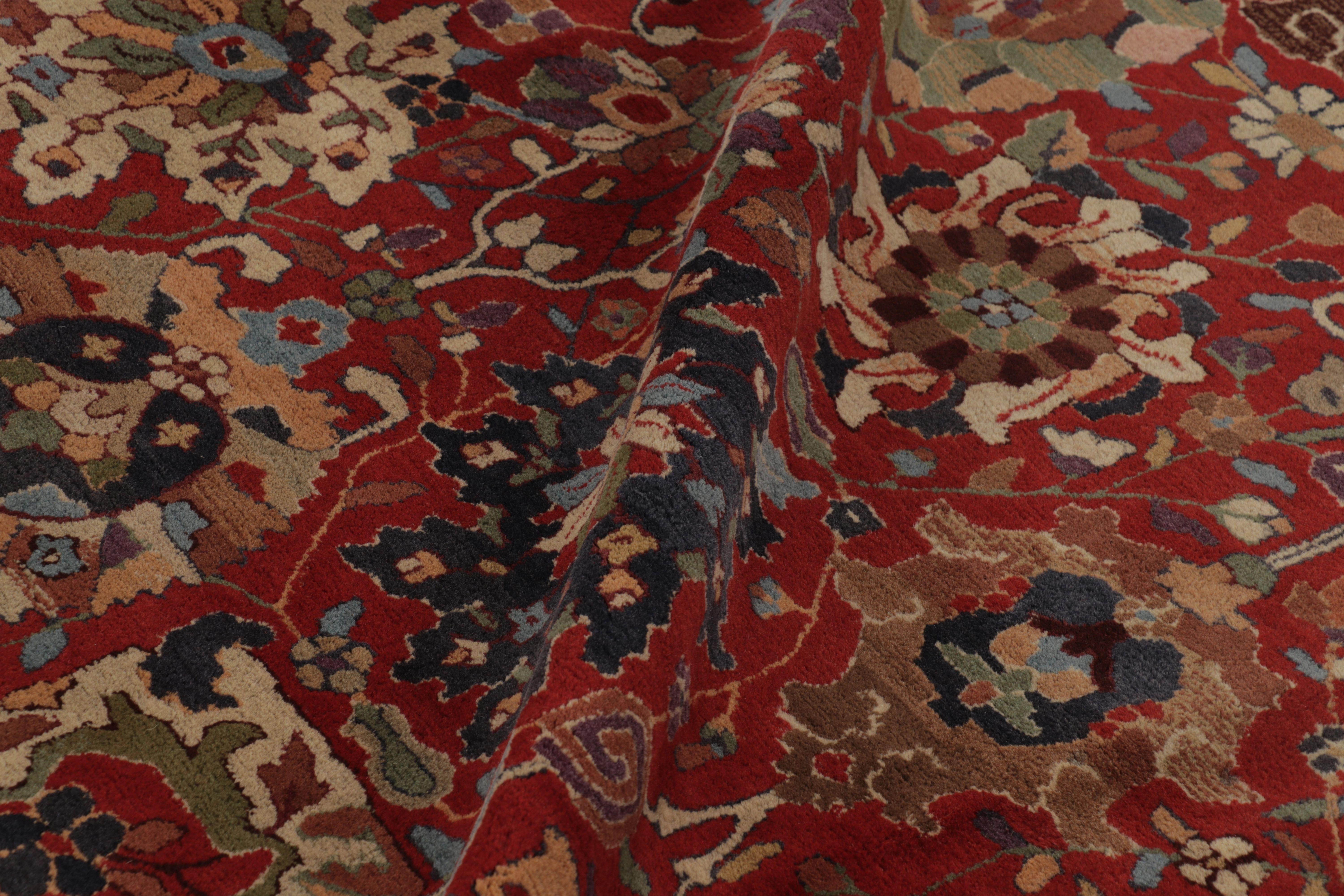 Tappeto antico con ganci Tetex, rosso con motivi floreali colorati - Rug & Kilim in vendita 1