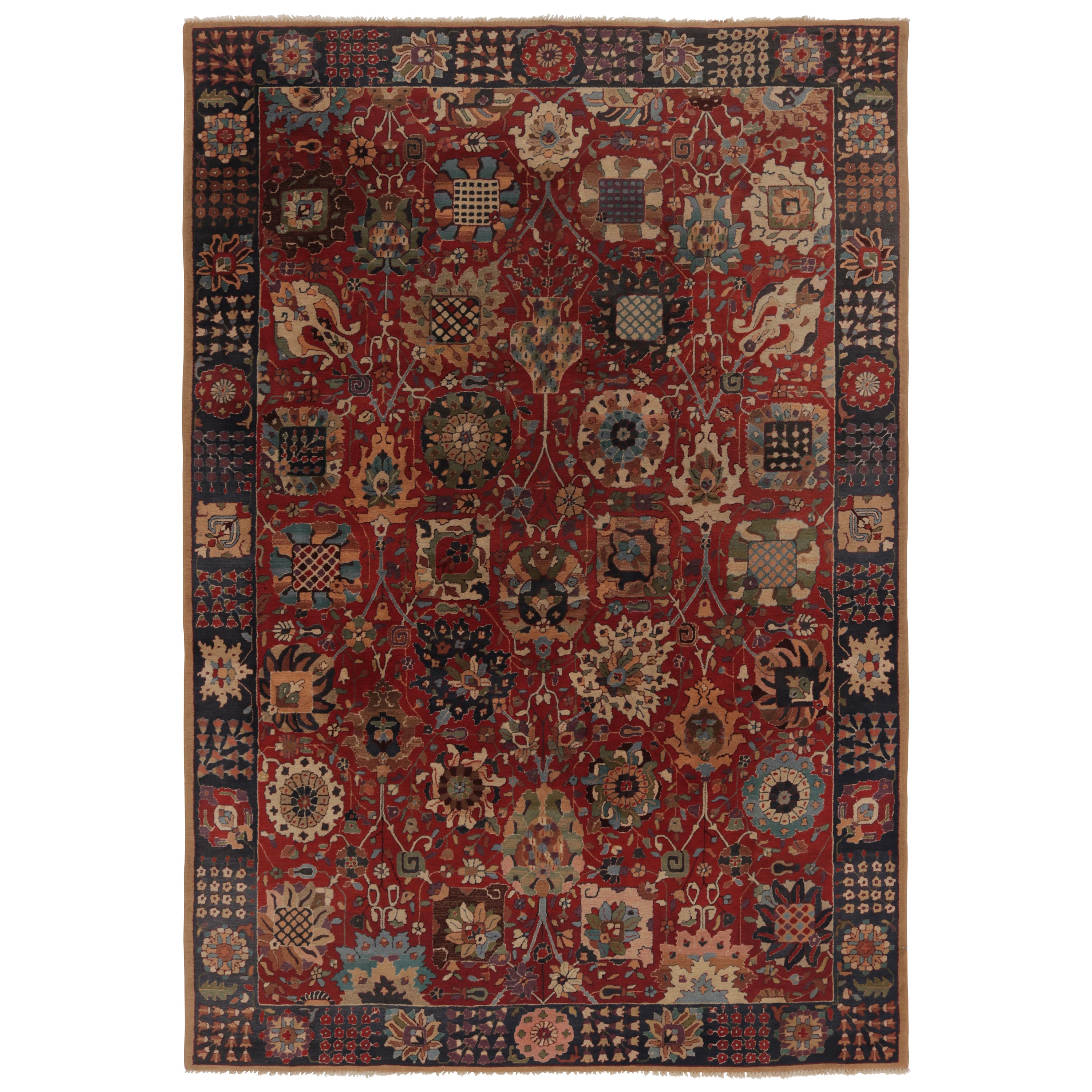 Tappeto antico con ganci Tetex, rosso con motivi floreali colorati - Rug 
Kilim