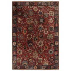 Tapis antique crocheté Tetex, rouge avec motifs floraux colorés - Rug 
Kilim