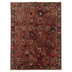 Antique Tetex Hooked Rug, Red with Colorful Floral Patterns - Rug & Kilim Antique Tetex Hooked Rug, Red with Colorful Floral Patterns - Rug & Kilim