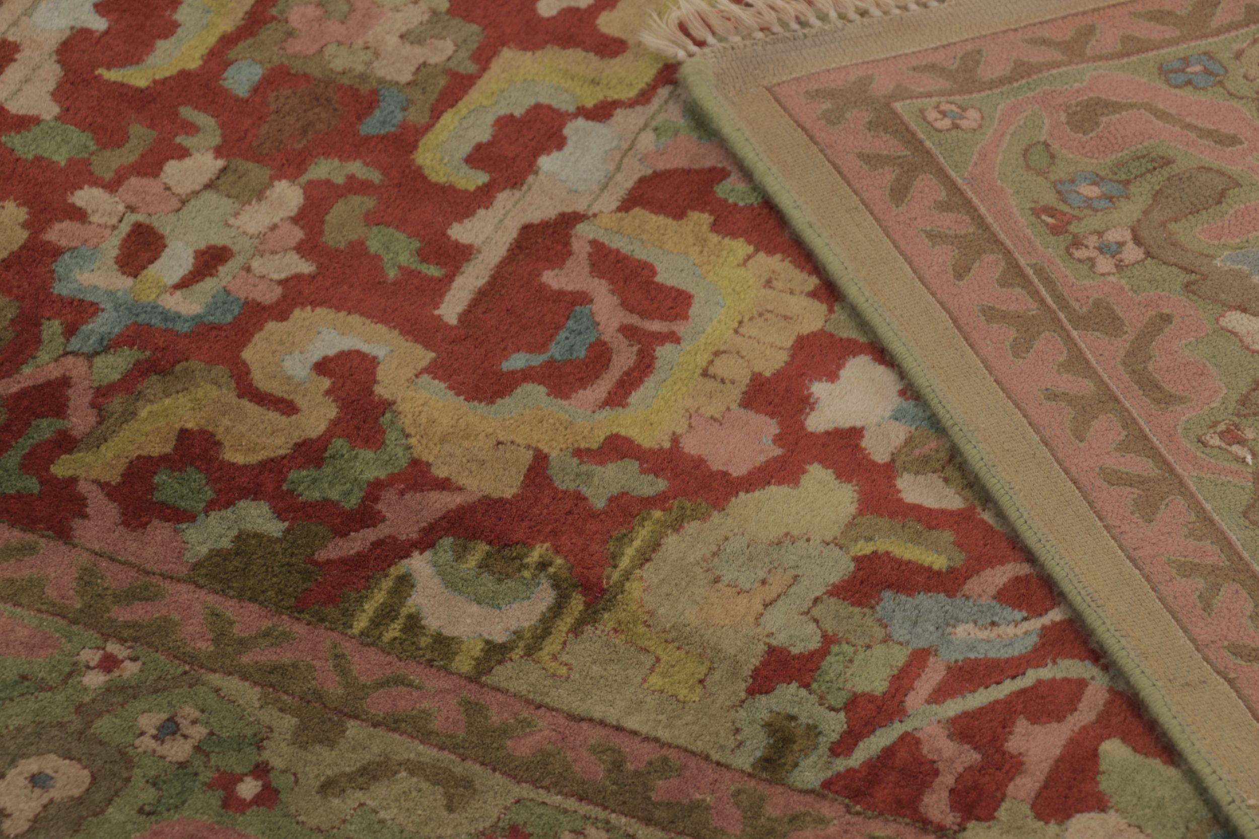 Alfombra antigua con ganchos Tetex, roja con densos motivos florales de colores - Rug & Kilim en venta 1