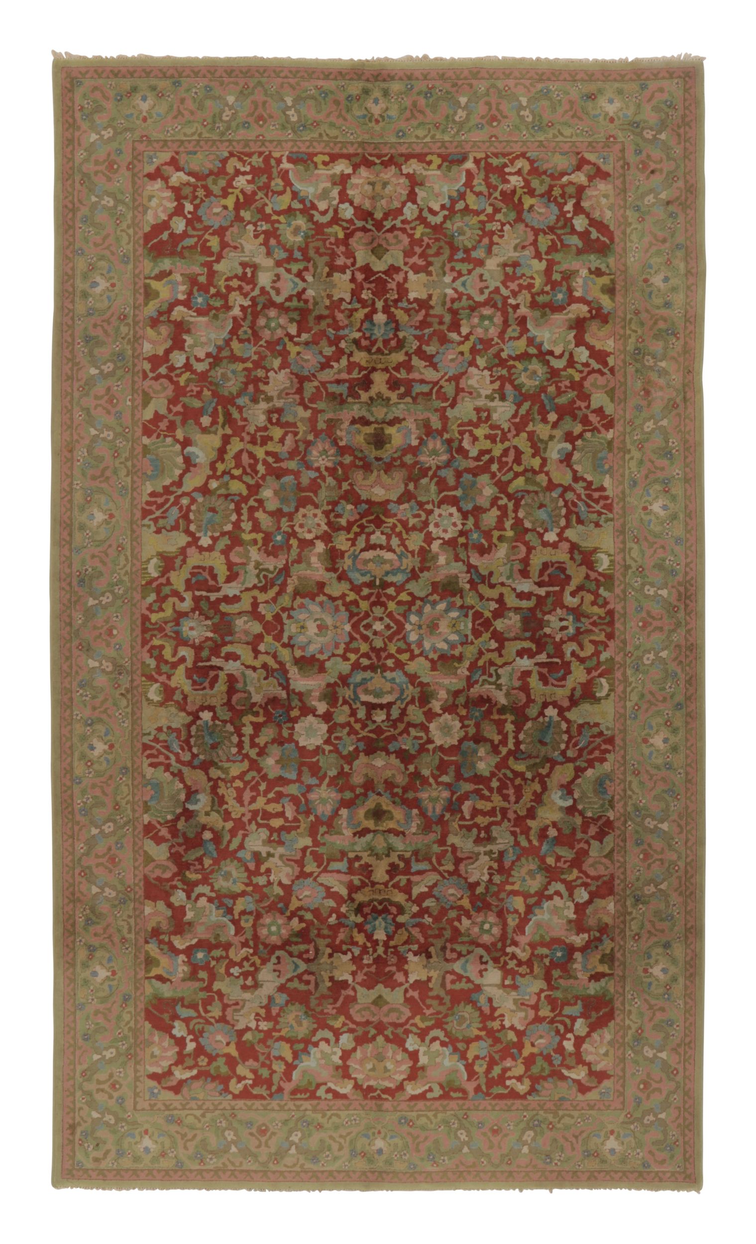 Tappeto antico con ganci di Tetex, rosso con fitti motivi floreali colorati - Rug 
Kilim