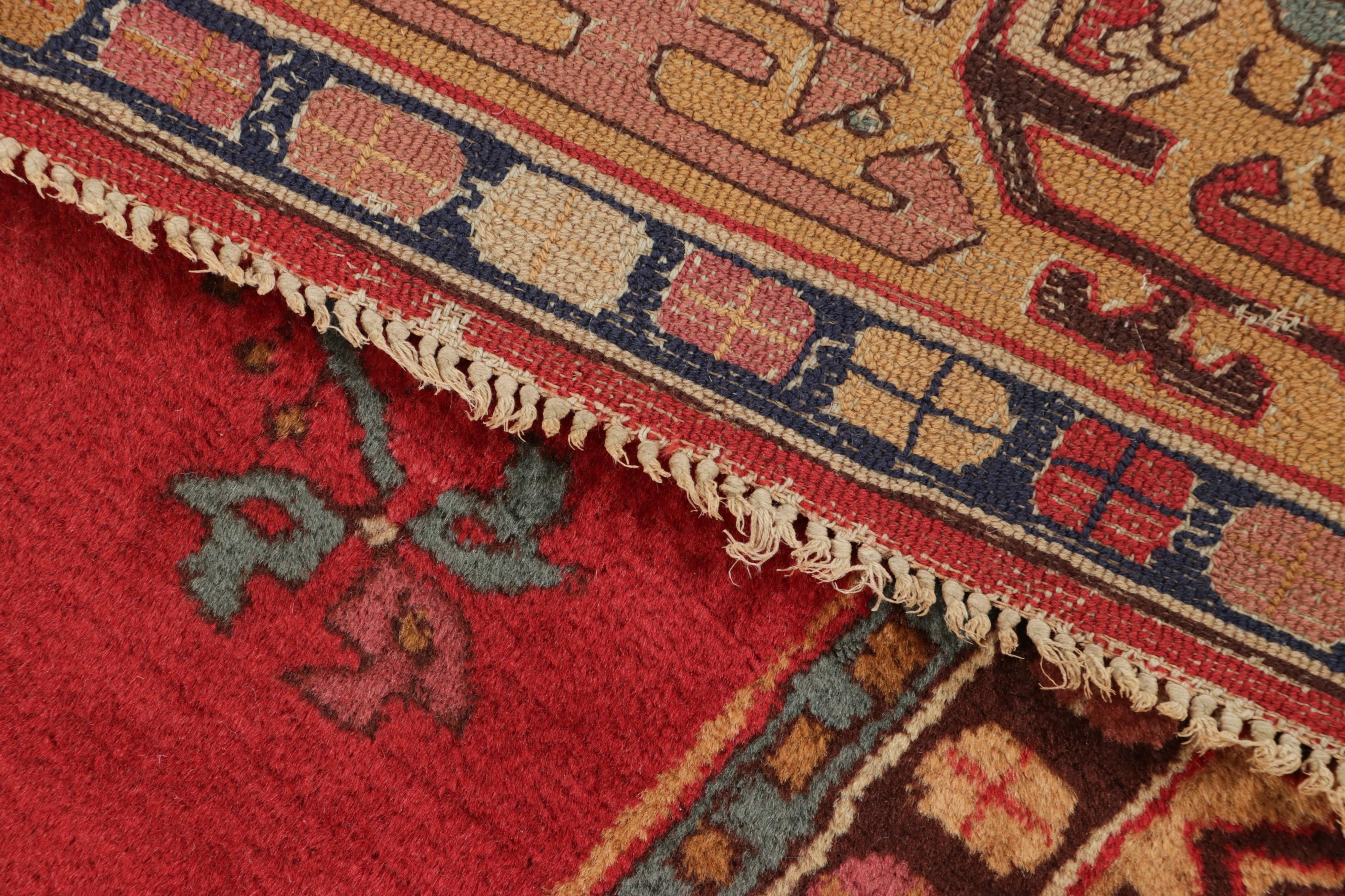 Antiker Tetex-Hakenteppich, rot mit geometrischen Mustern - Rug & Kilim (Wolle) im Angebot