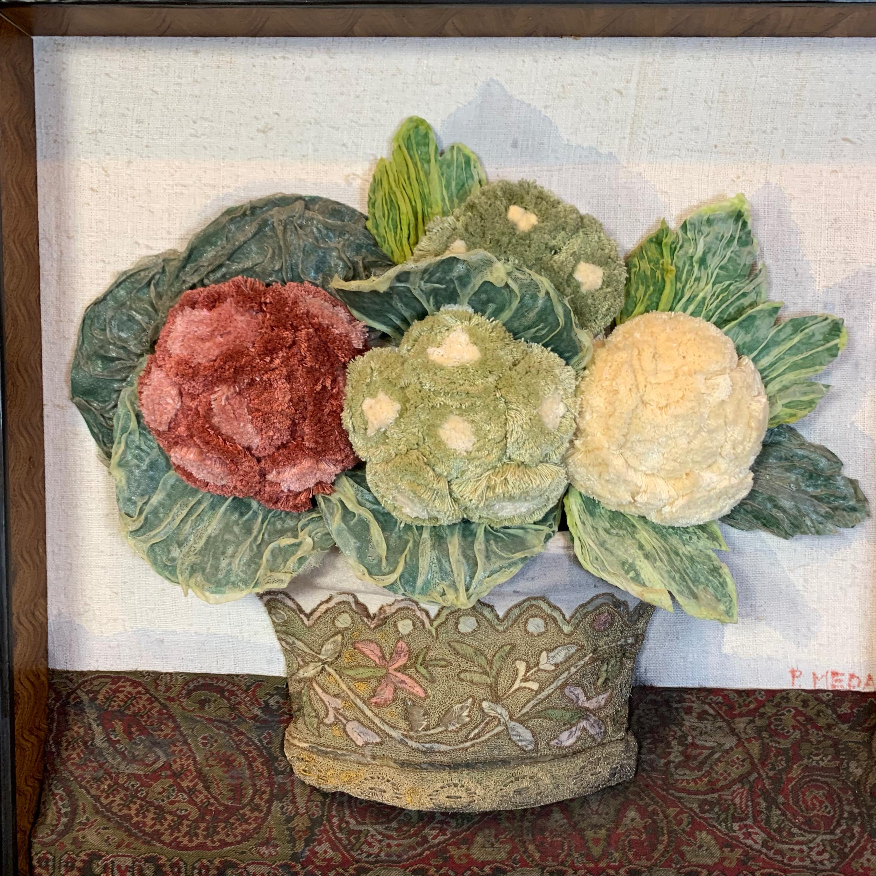 Hand-Crafted Antique Textile Collage by Patrizia Medail