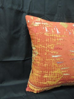 Antique Textile "Phulkari" Embroidered Linen Decorative Pillow