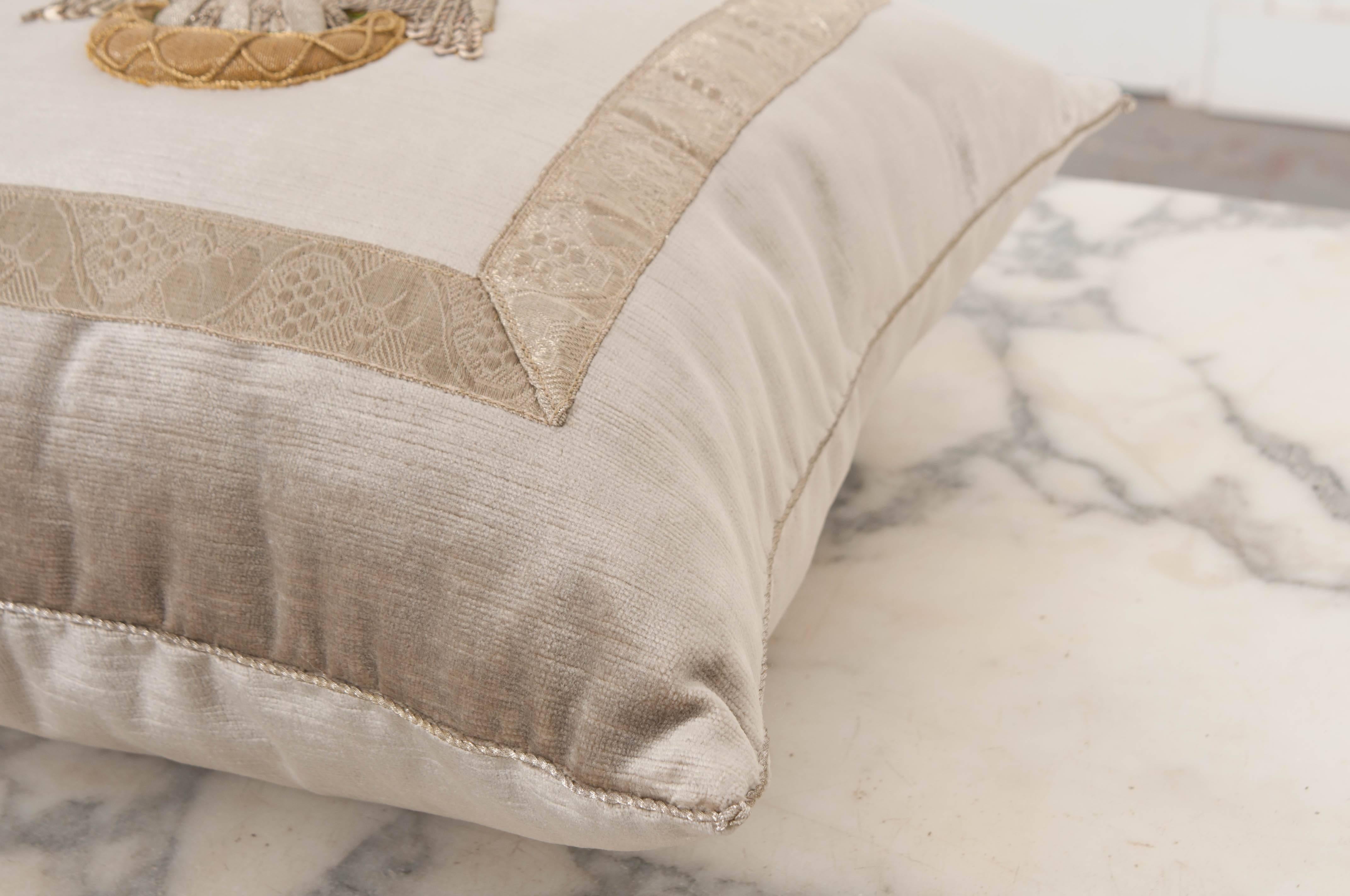 19th Century Antique Textile Pillow by B.Viz Design