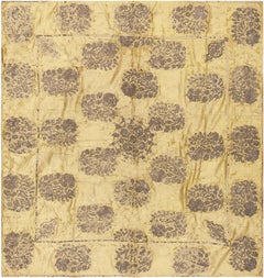 Antique Textile Silk And Metallic Threading Persian Textile Embroidery 4' x 4'3"